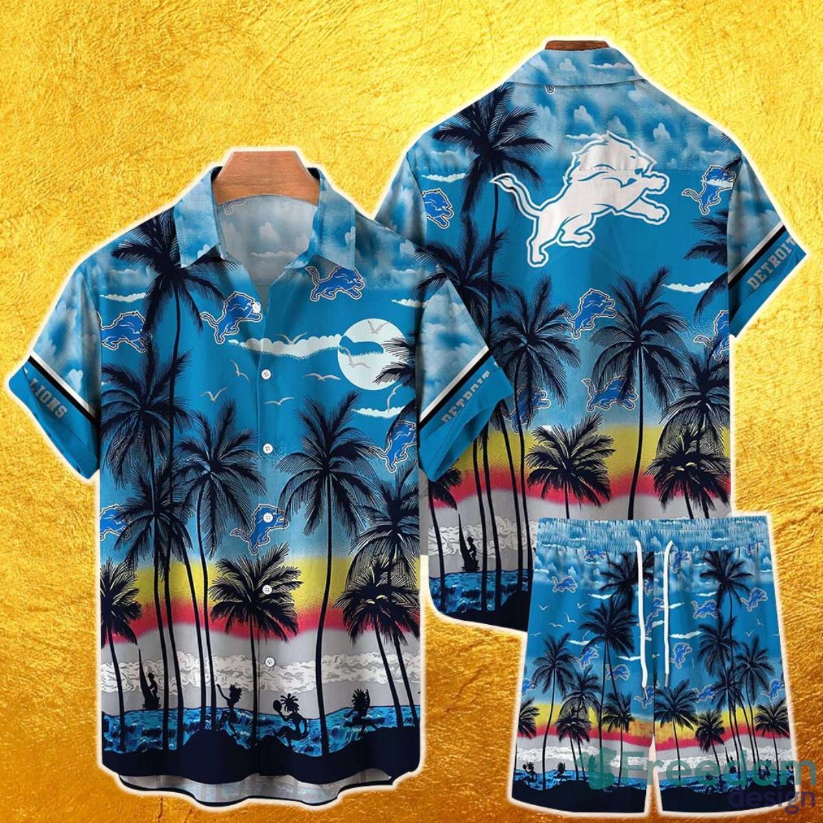 Detroit Lions NFL Hawaiian Shirt And Short Tropical Pattern This Summer Shirt New Gift For Best Fan Product Photo 1