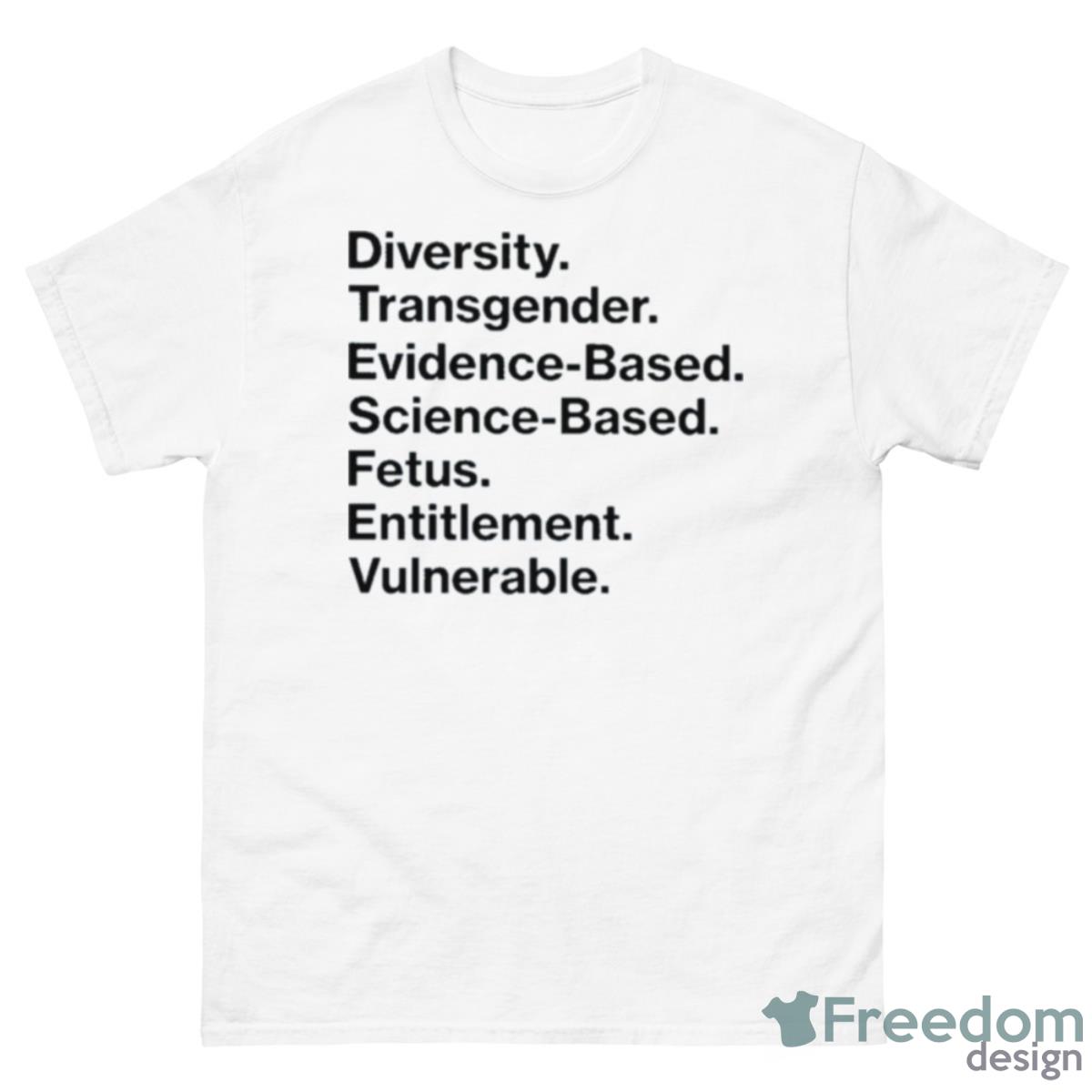 Diversity Transgender Evidence Based Science Based Fetus Entitlement Vulnerable Shirt - 500 Men’s Classic Tee Gildan