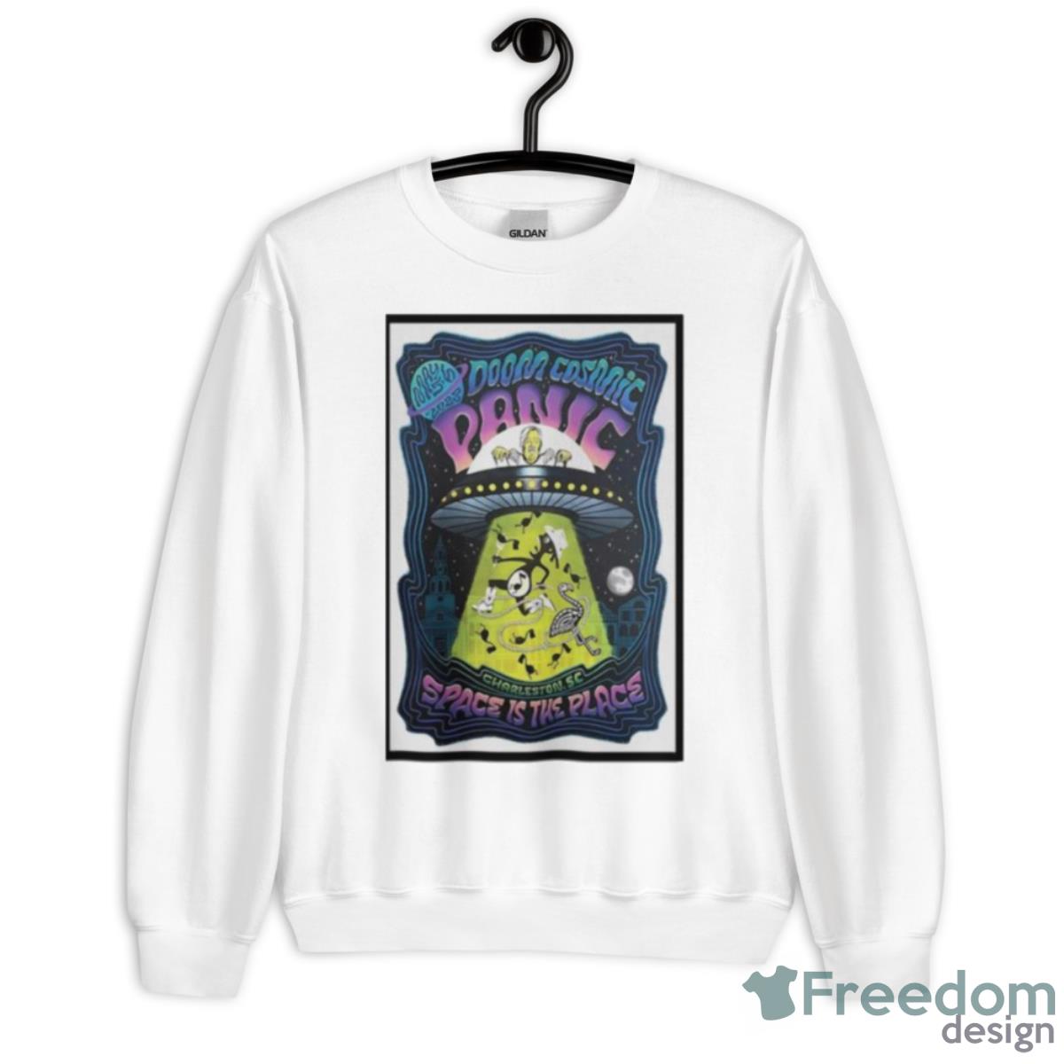 Doom Cosmic Panic Space Is The Place Charleston SC Tour 2023 Poster Shirt - Unisex Heavy Blend Crewneck Sweatshirt