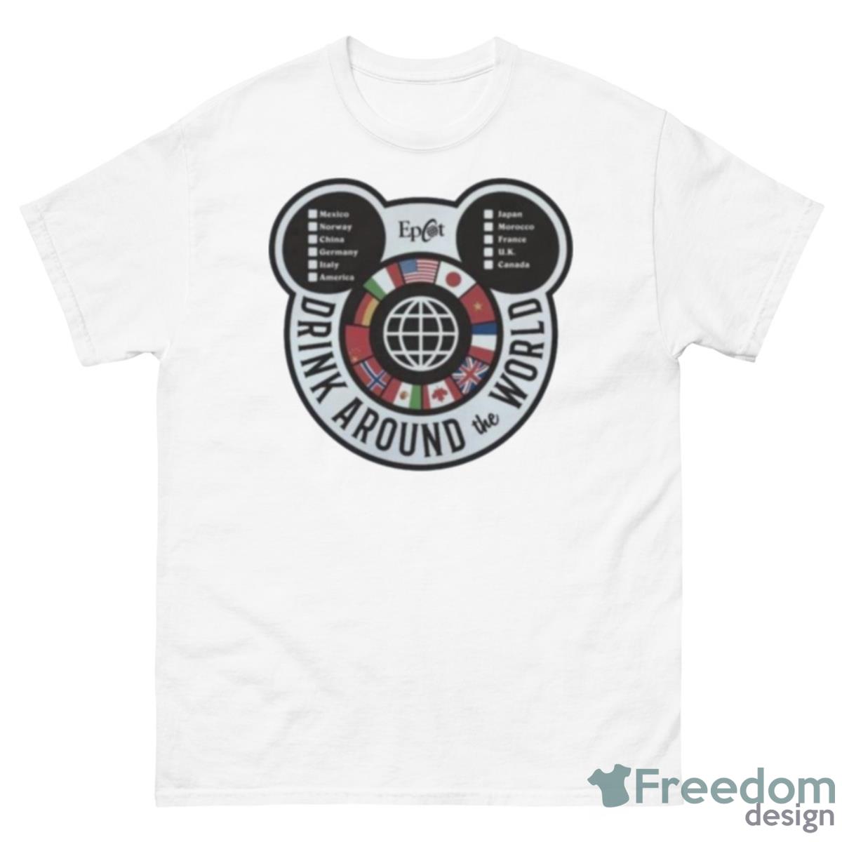 Drink Around The World Epcot Checklist Shirt - 500 Men’s Classic Tee Gildan