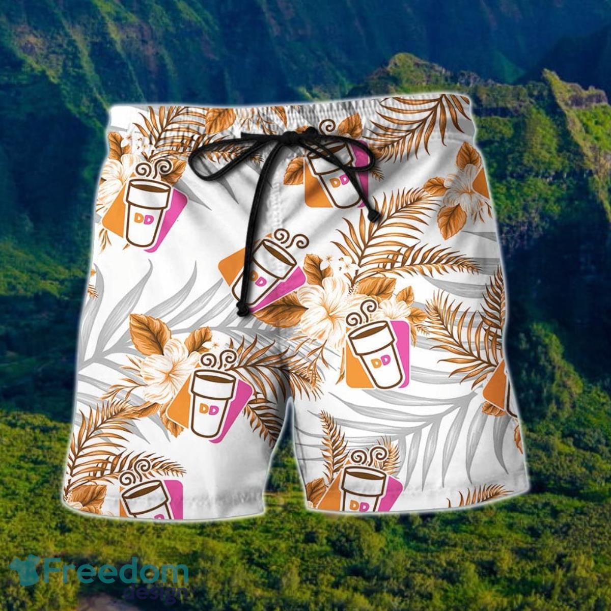 Dunkin donuts Tropical Flower Aloha Hawaiian Shirts Product Photo 2