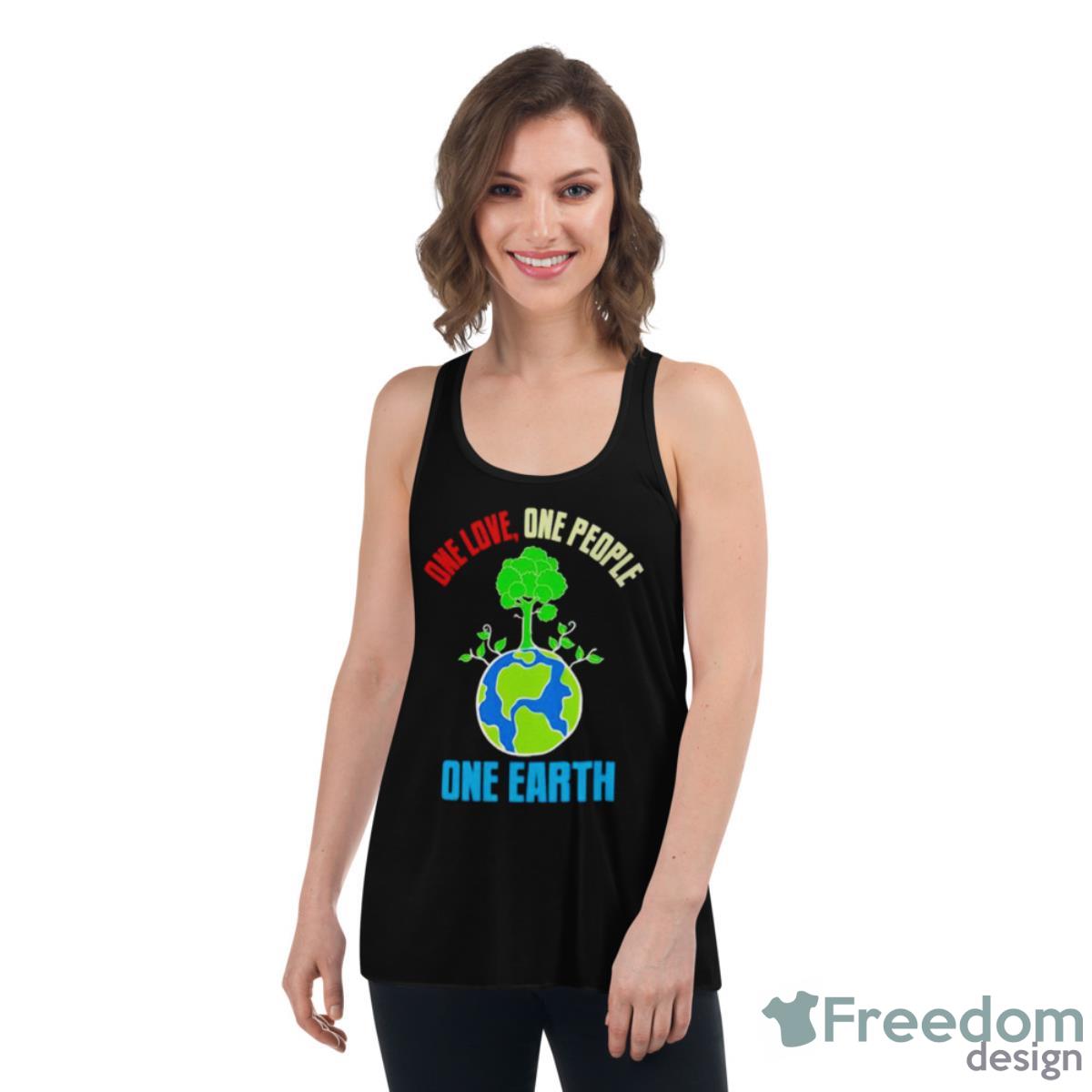 Earth Day One Love One People One Earth Shirt - Womens Flowy Racerback Tank Earth Day One Love One People One Earth Shirt - Womens Flowy Racerback Tank