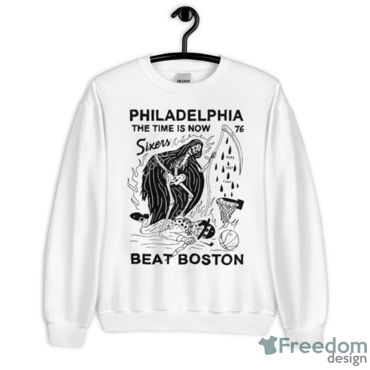 Eric Kenney Philadelphia The Time Is Now 76 Sixers Beat Boston Shirt - Unisex Heavy Blend Crewneck Sweatshirt