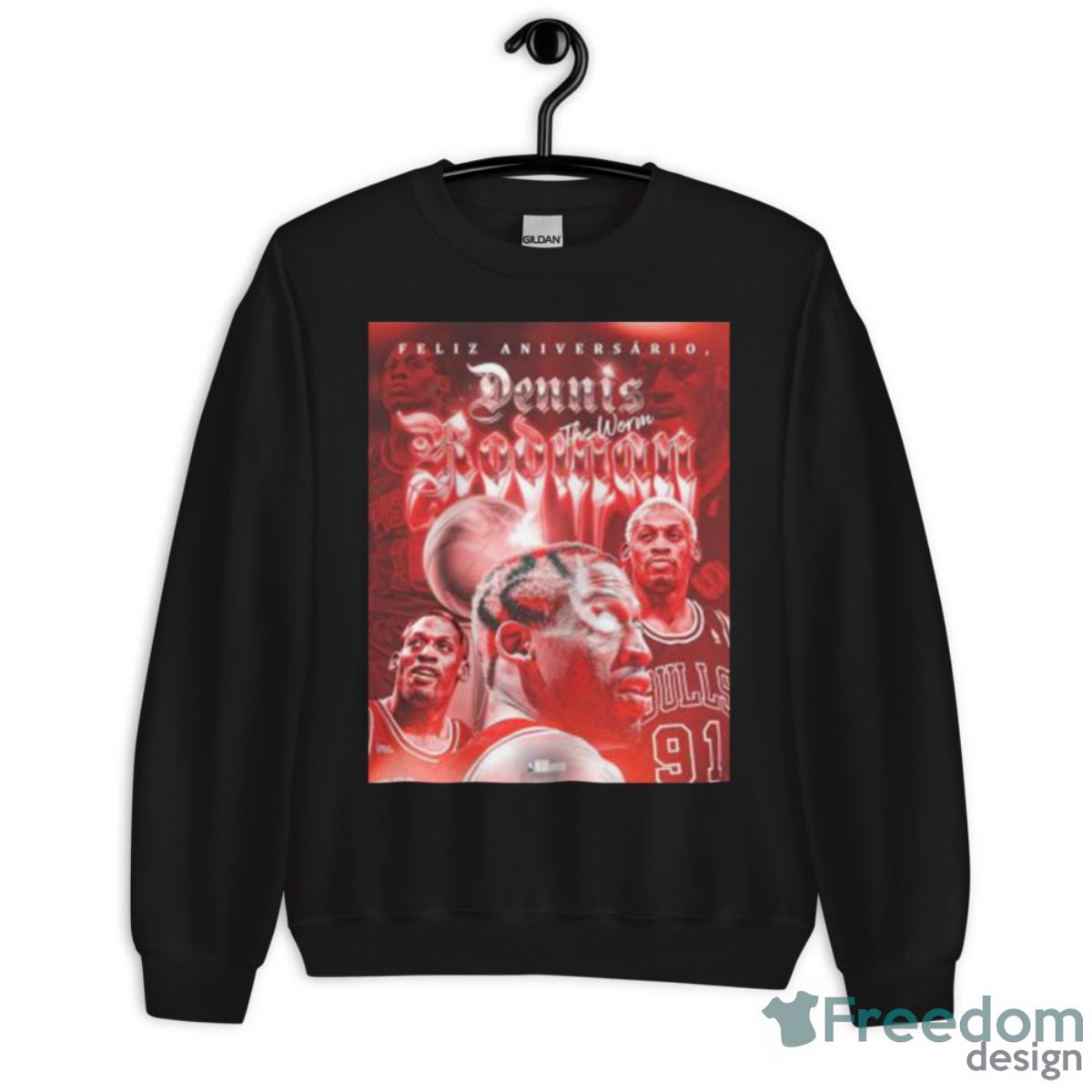 Feliz Aniversario Dennis Rodman The Worm 2023 Shirt image Feliz Aniversario Dennis Rodman The Worm 2023 Shirt - Unisex Crewneck Sweatshirt