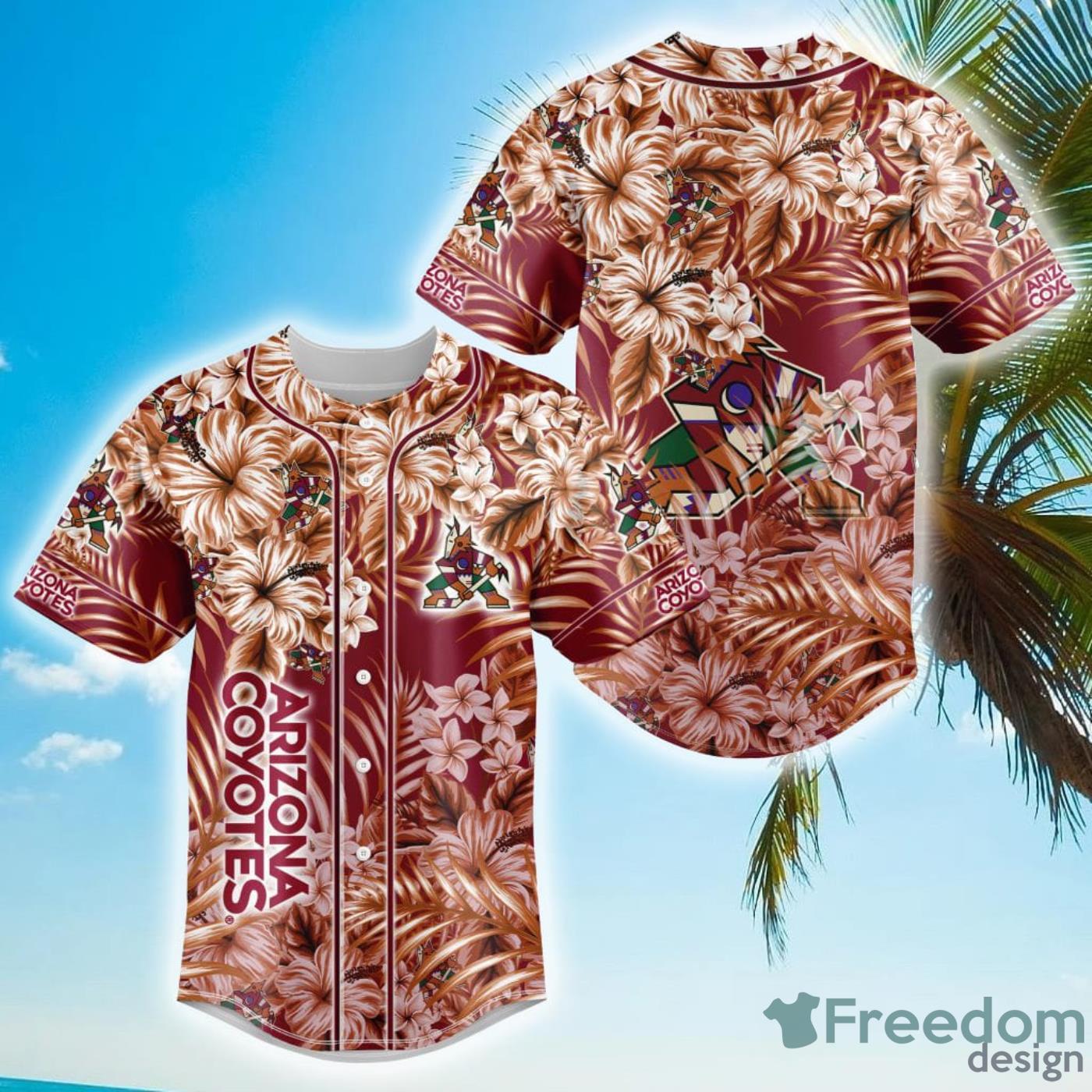 Floral NHL Arizona Coyotes Hawaiian Design Baseball Jersey For Men And Women Product Photo 1