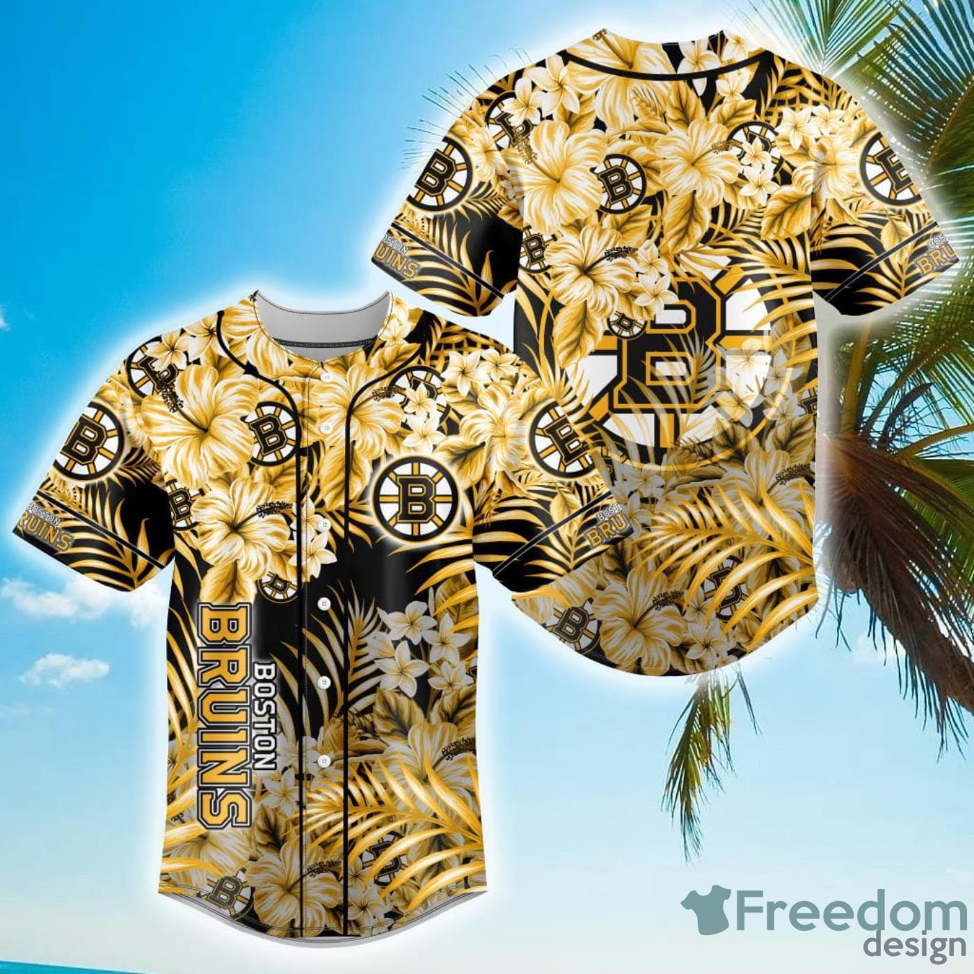 Floral NHL Boston Bruins Hawaiian Design Baseball Jersey For Men And Women Product Photo 1