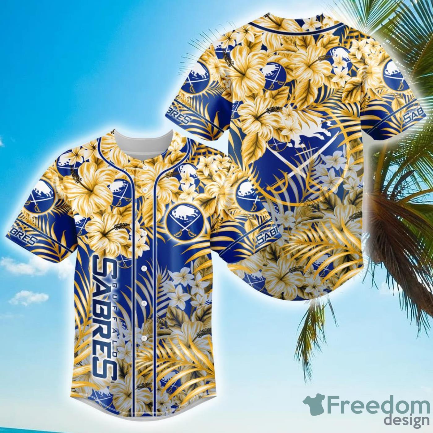 Floral NHL Buffalo Sabres Hawaiian Design Baseball Jersey For Men And Women Product Photo 1