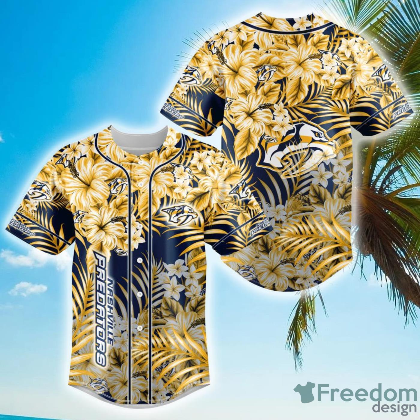 Floral NHL Nashville Predators Hawaiian Design Baseball Jersey For Men And Women Product Photo 1