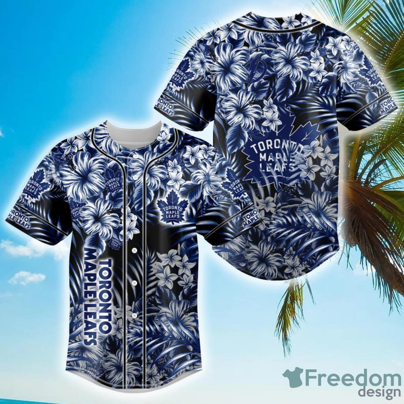 Floral NHL Toronto Maple Leafs Hawaiian Design Baseball Jersey For Men And Women Product Photo 1