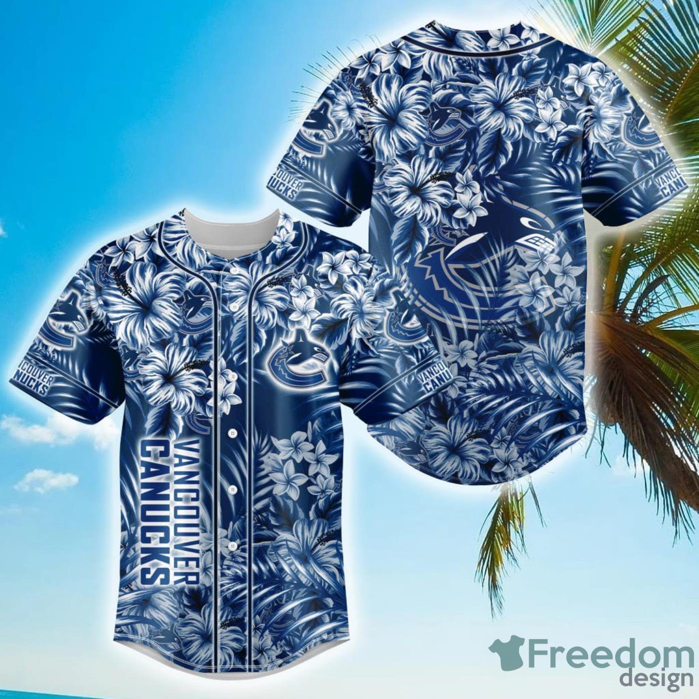 Floral NHL Vancouver Canucks Hawaiian Design Baseball Jersey For Men And Women Product Photo 1