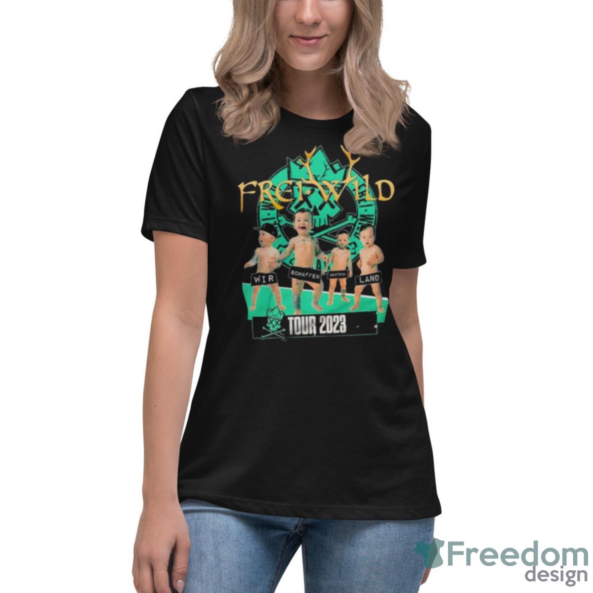Frei Wild Tour 2023 Shirt - Womens Relaxed Short Sleeve Jersey Tee Frei Wild Tour 2023 Shirt - Womens Relaxed Short Sleeve Jersey Tee
