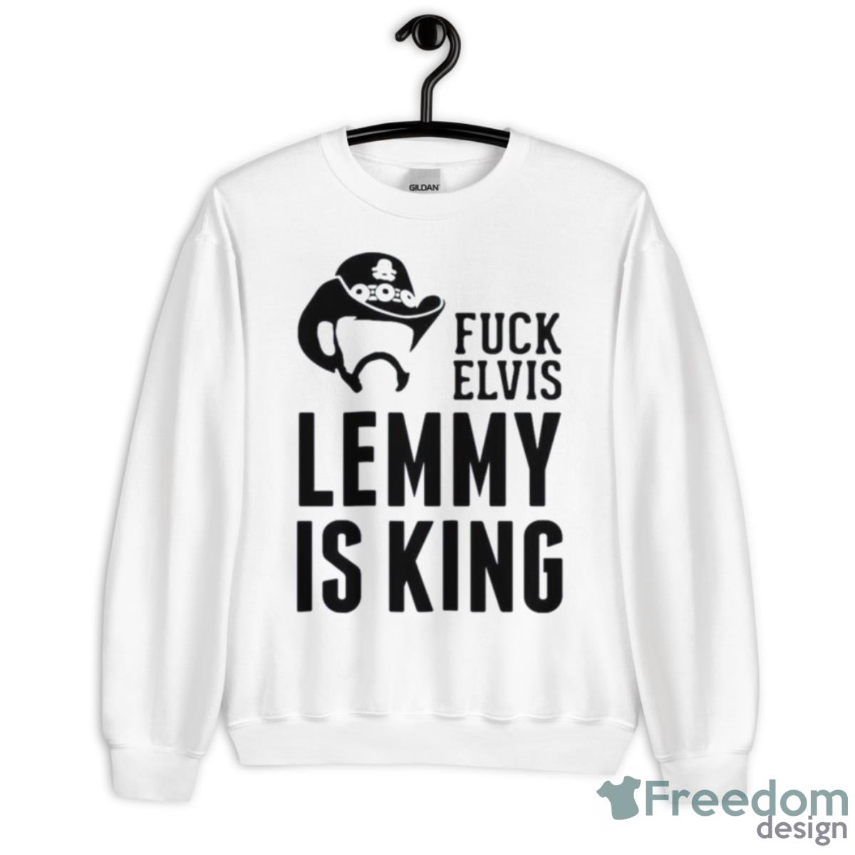 Fuck Elvis Lemmy Is The King 2023 Shirt - Unisex Heavy Blend Crewneck Sweatshirt