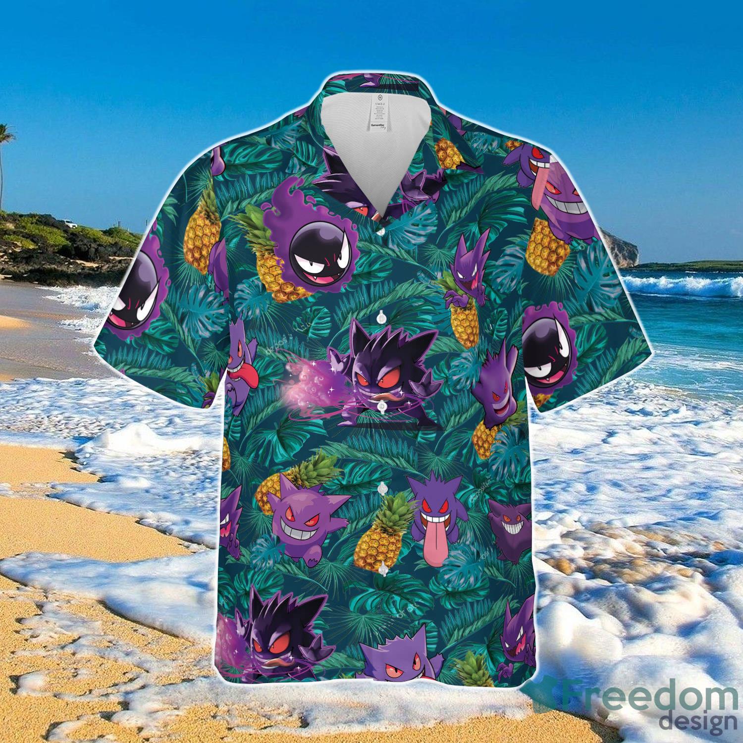 Gengar Ghost Pokemon Pineapple Hawaiian Shirt For Men And Women Product Photo 2