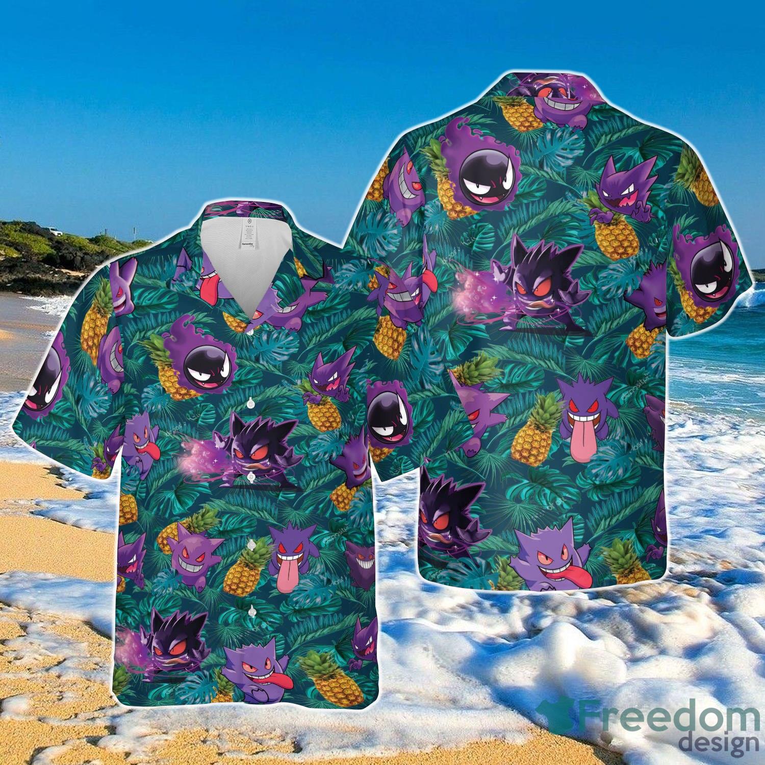 Gengar Ghost Pokemon Pineapple Hawaiian Shirt For Men And Women Product Photo 1