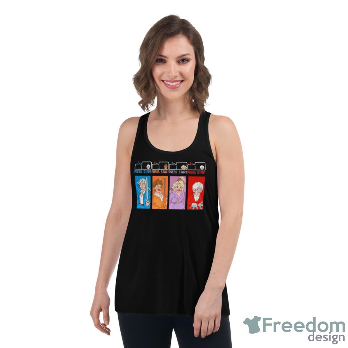 Golden Girls Ninjas Press Start Shirt - Womens Flowy Racerback Tank Golden Girls Ninjas Press Start Shirt - Womens Flowy Racerback Tank