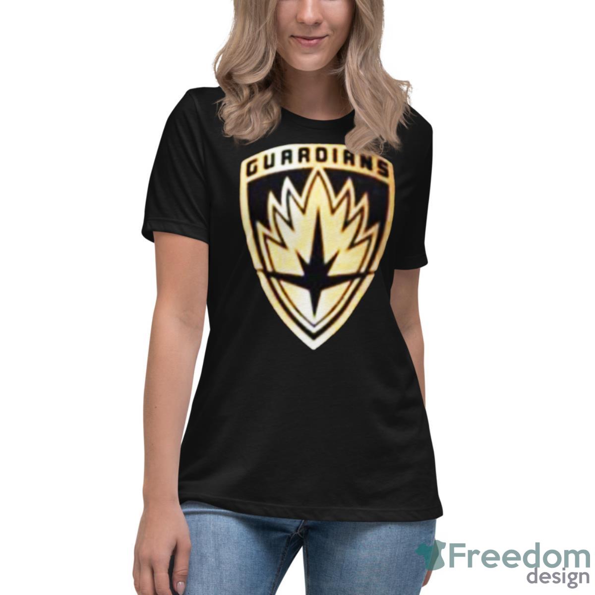 Golden Logo Guardians Of The Galaxy Shirt - Womens Relaxed Short Sleeve Jersey Tee Golden Logo Guardians Of The Galaxy Shirt - Womens Relaxed Short Sleeve Jersey Tee