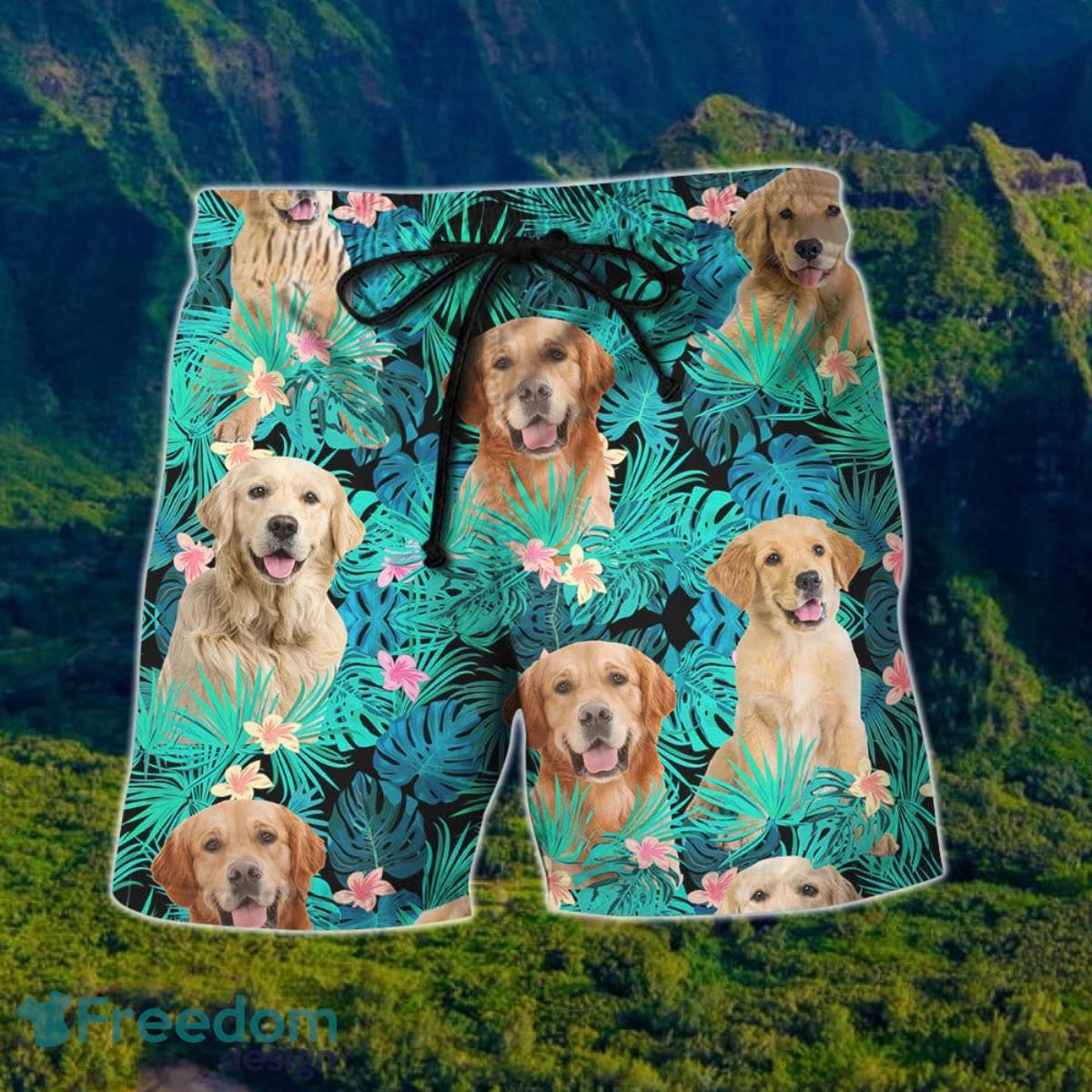 Golden Retriever Hawaii Shirt And Short For Men And Women Product Photo 2