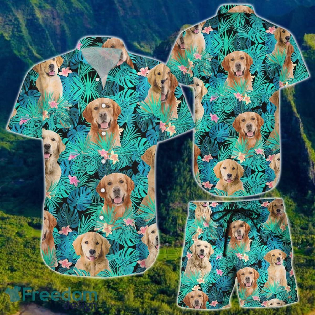 Golden Retriever Hawaii Shirt And Short For Men And Women Product Photo 1