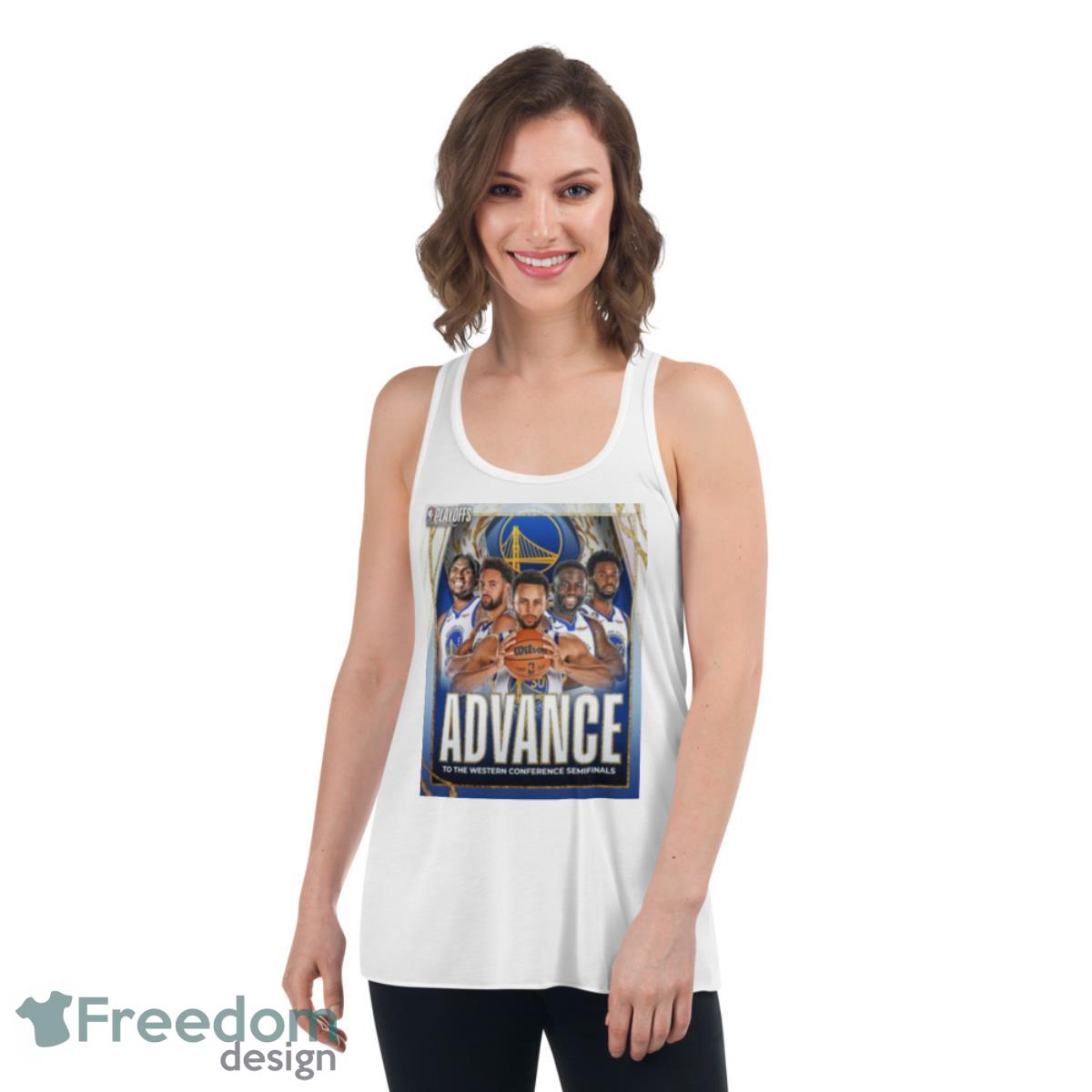 Golden State Warriors 2023 Advance To The Western Conference Semifinals Shirt - Womens Flowy Racerback Tank Golden State Warriors 2023 Advance To The Western Conference Semifinals Shirt - Womens Flowy Racerback Tank