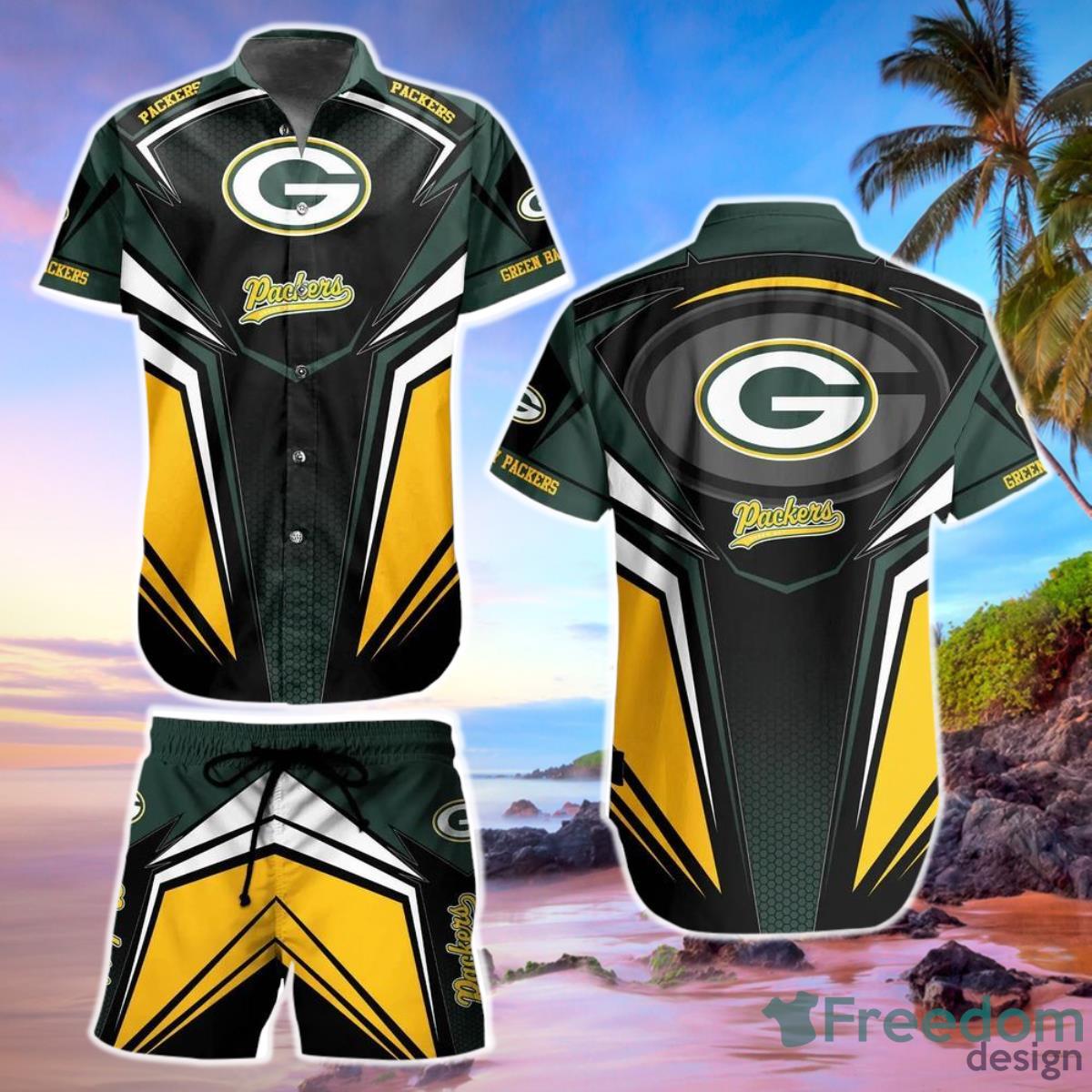 Green Bay Packers Nfl Football Hawaiian Shirt and Short  For This Summer Graphic Hawaiian Shirt Gift Big Fans Product Photo 1