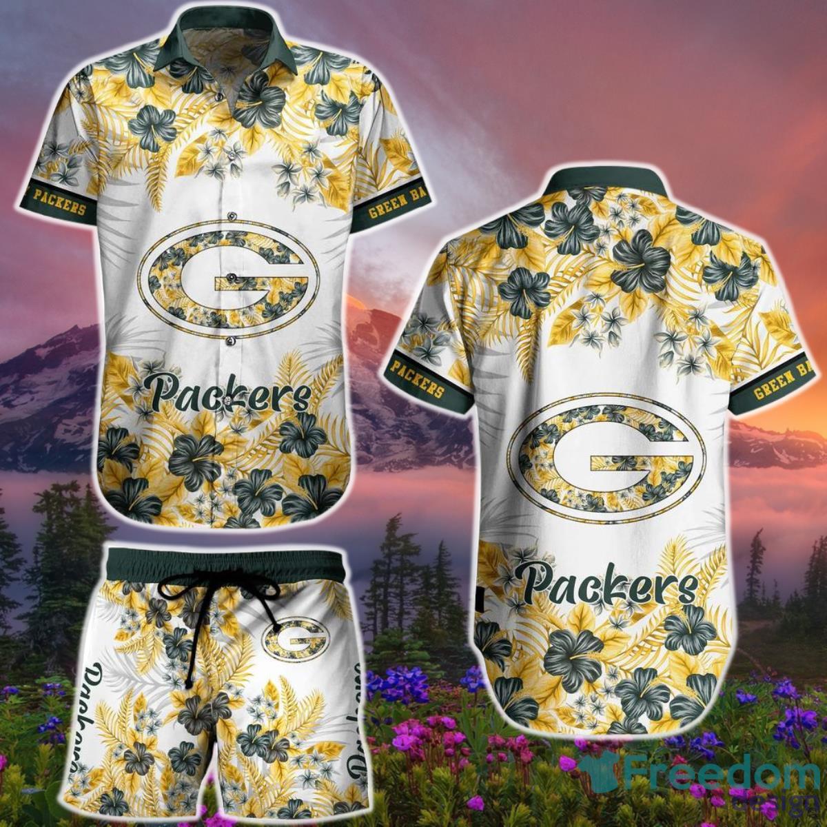 Personalized NFL Green Bay Packers Combo Hawaiian Shirt And Shorts Tropical  Gift Summer