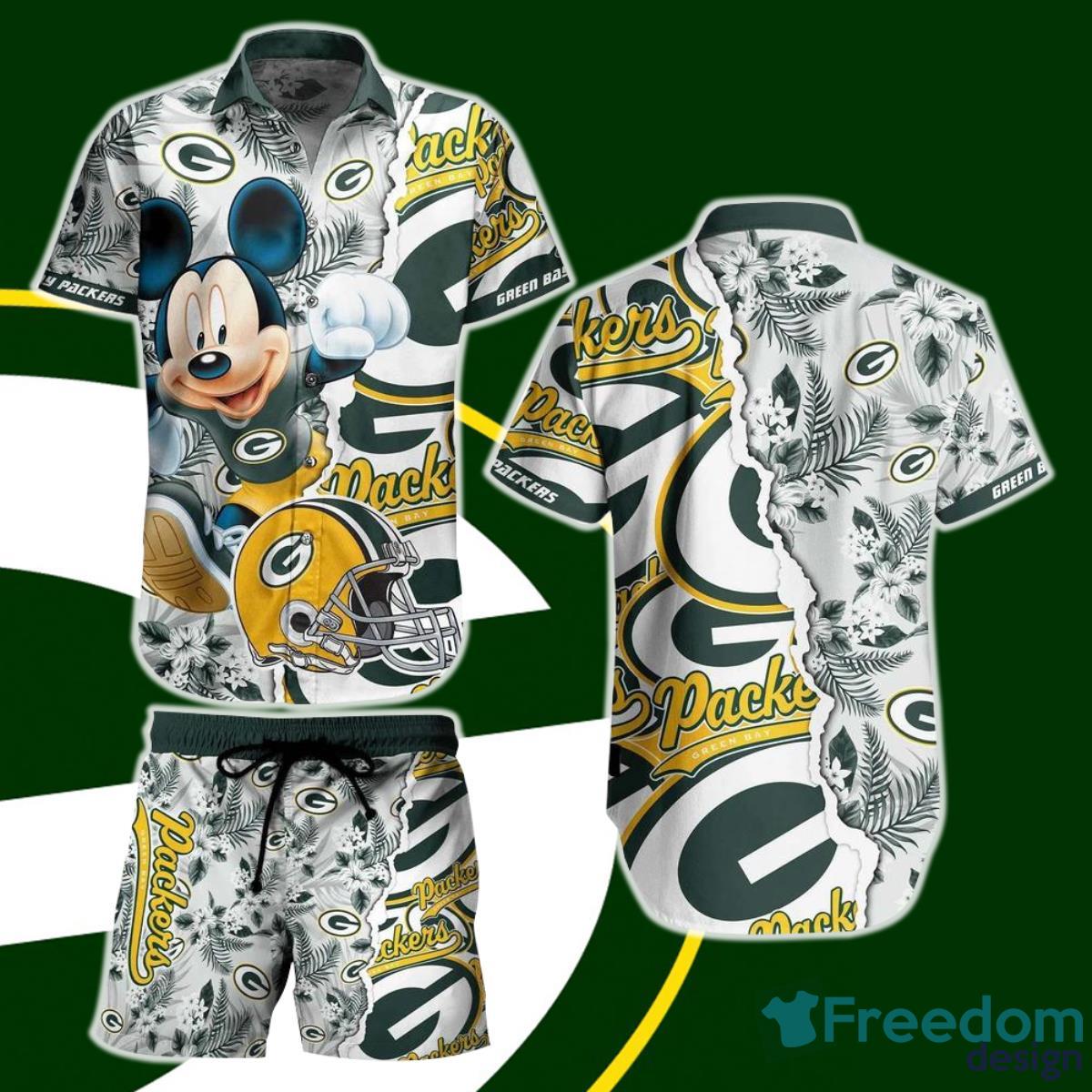 Green Bay Packers Nfl Hawaiian Shirt And Short Mickey Graphic Tropical 3D Printed Product Photo 1