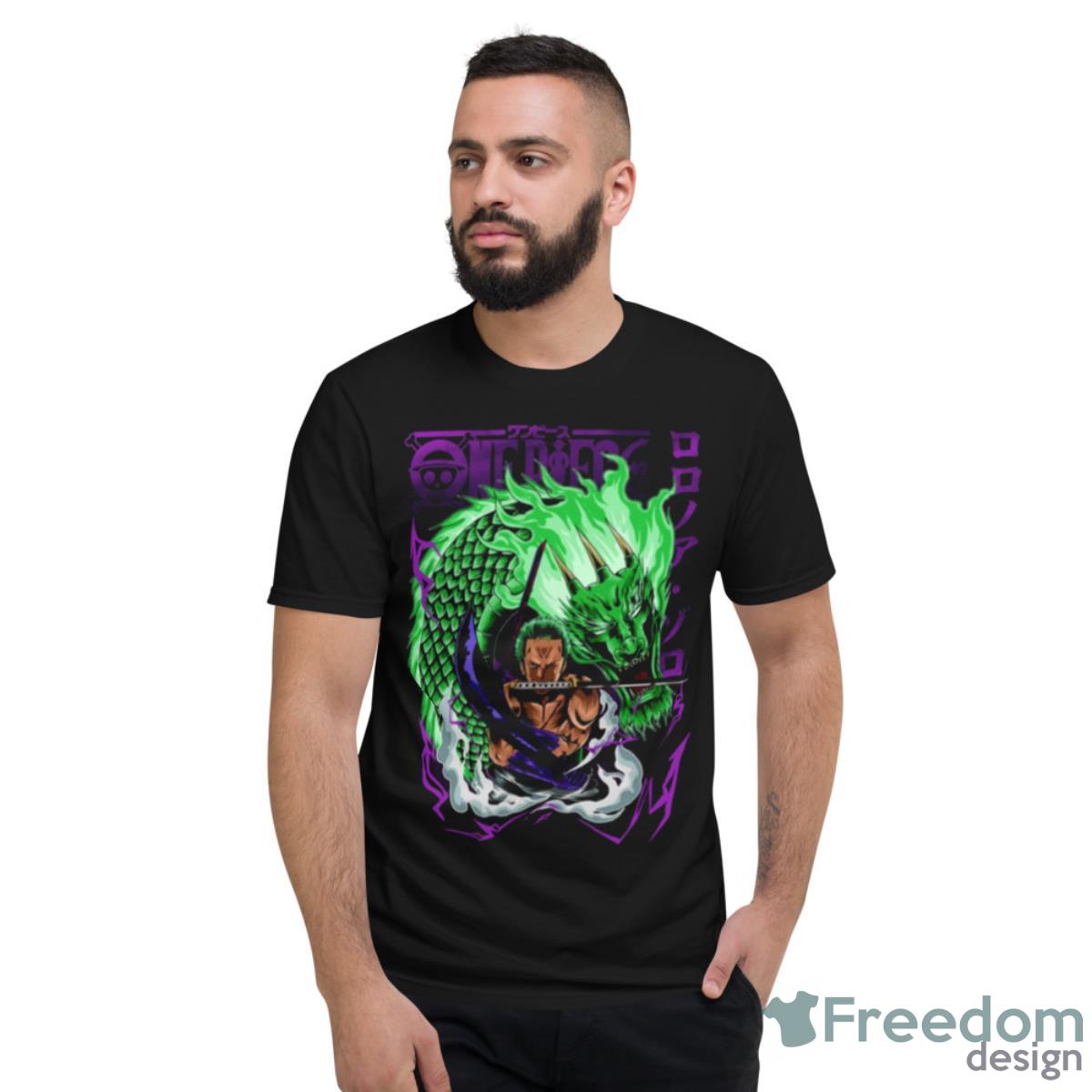 Green Dragon And Roronoa Zoro One Piece Anime Series Shirt - Short Sleeve T-Shirt