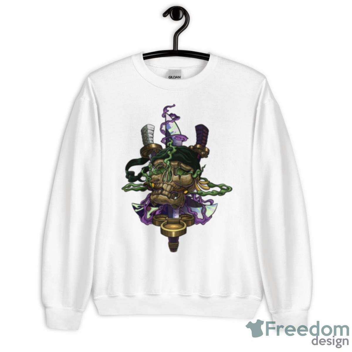 Green Smoke Zoro’s Jolly Roger One Piece Art Shirt - Unisex Heavy Blend Crewneck Sweatshirt