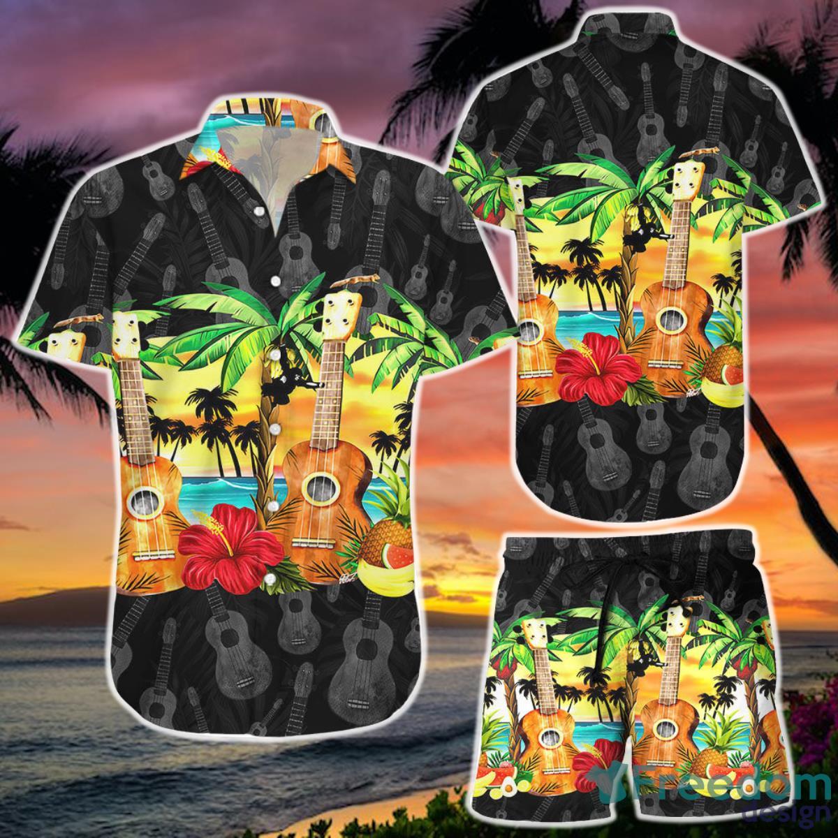 Guitar Ukulele Beach Hawaii Shirt  and Short Gifts For Acoustic Guitar Players Product Photo 1