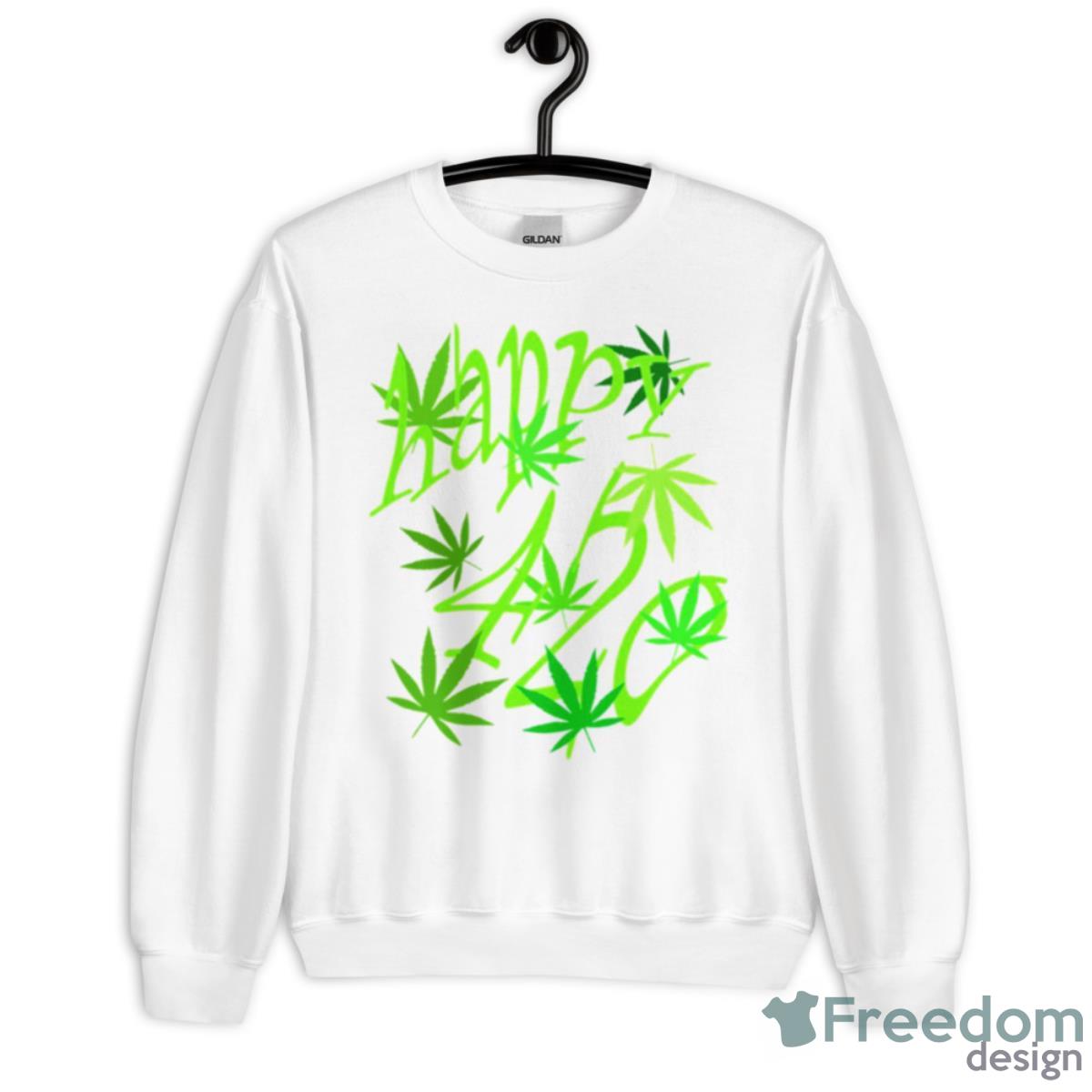 Happy 420 For Weed Lovers Art Shirt - Unisex Heavy Blend Crewneck Sweatshirt