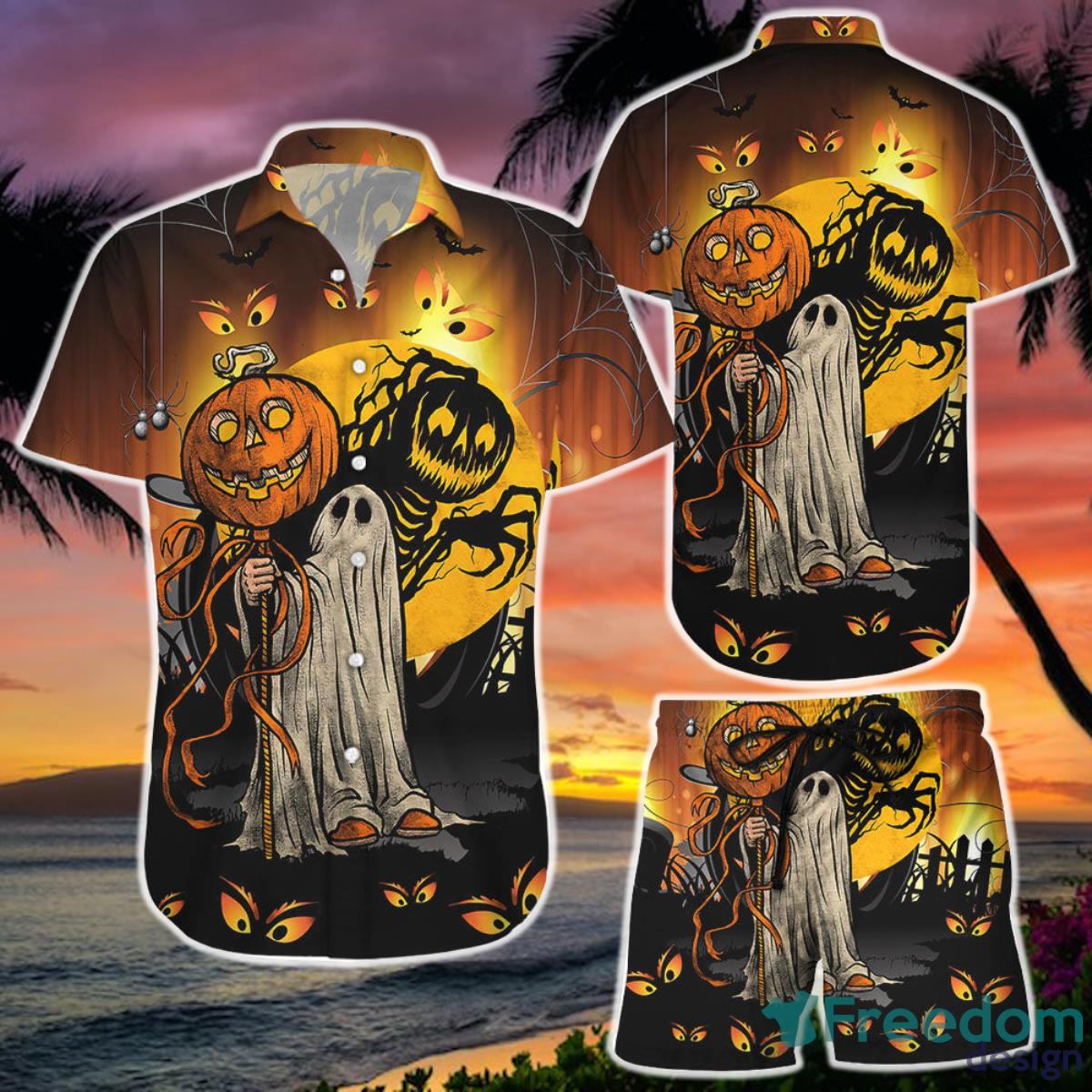 Happy Halloween Shirt Pumpkin Scary Creepy Hawaiian Shirt and Short Pumpkin Gift Ideas Product Photo 1