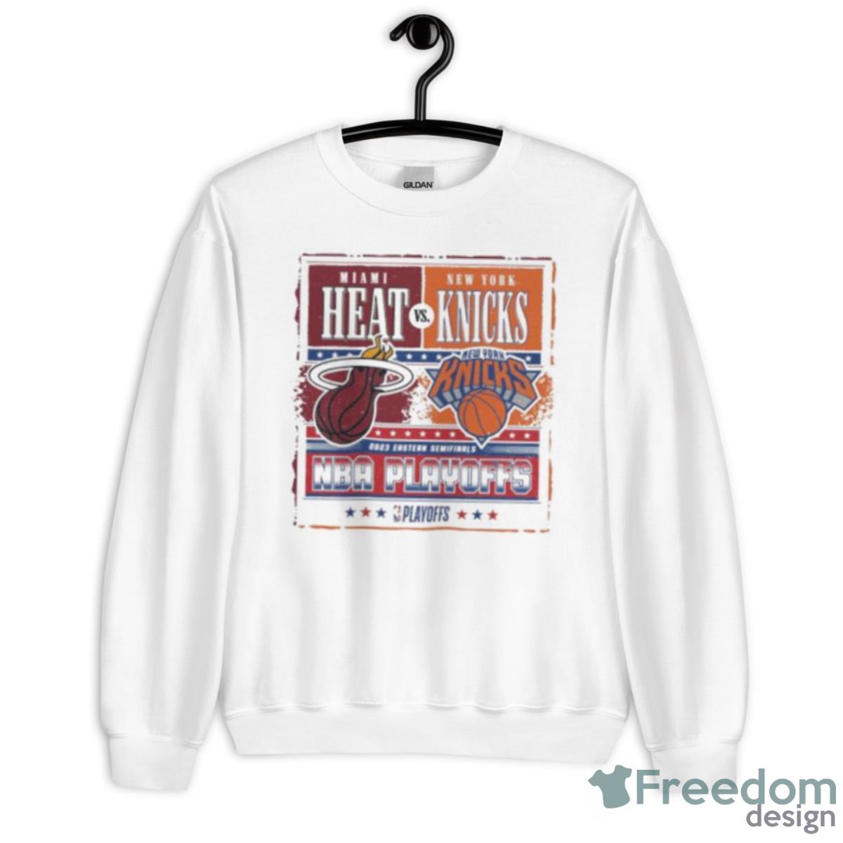 Heat Vs Knicks White Hot Matchup Shirt - Unisex Heavy Blend Crewneck Sweatshirt