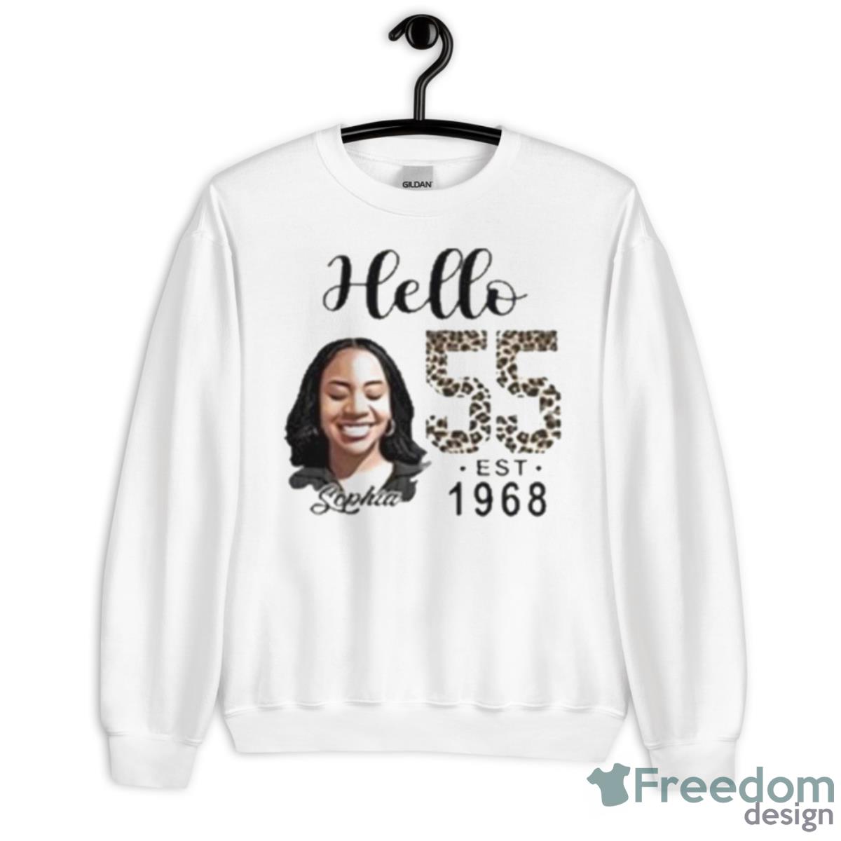 Hello 55 Est 1968 Sophia Shirt - Unisex Heavy Blend Crewneck Sweatshirt