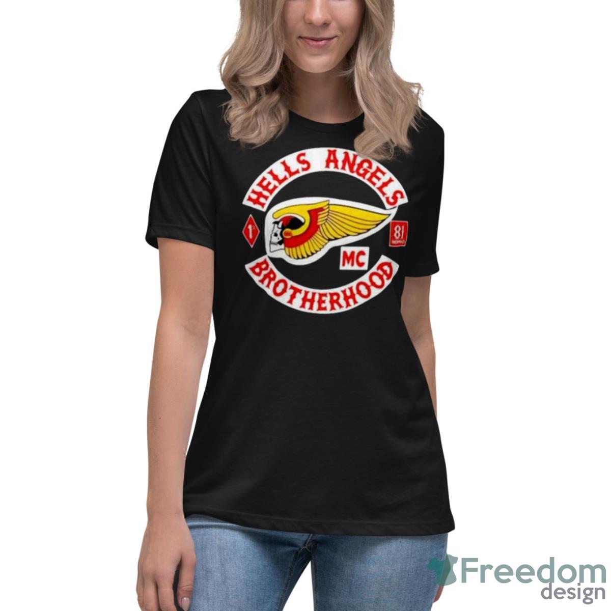 Hells Angels Brotherhood Shirt - Womens Relaxed Short Sleeve Jersey Tee Hells Angels Brotherhood Shirt - Womens Relaxed Short Sleeve Jersey Tee
