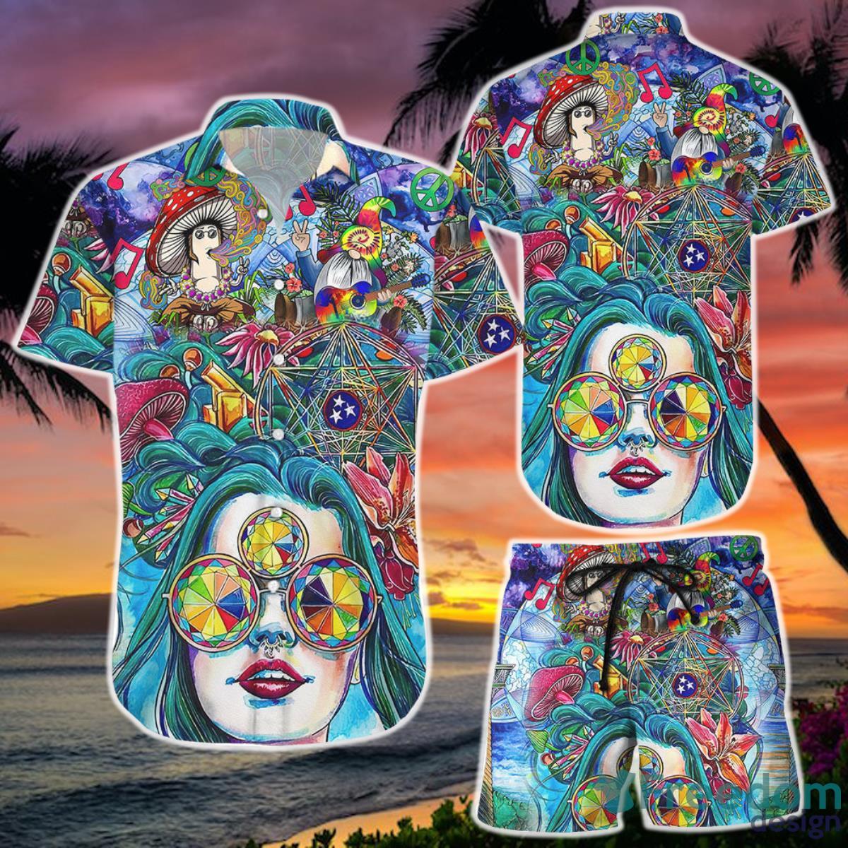 Hippie Beautiful Woman With Kaleidoscope Hawaii Shirt and Short Beach Themed Birthday Gifts Product Photo 1