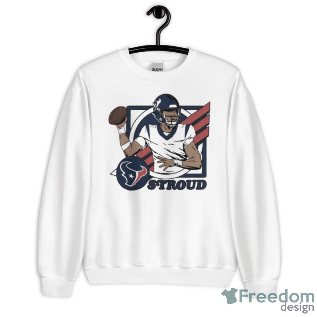Houston Texans C.J. Stroud 2023 NFL Draft First Round Pick Caricature Shirt - Unisex Heavy Blend Crewneck Sweatshirt