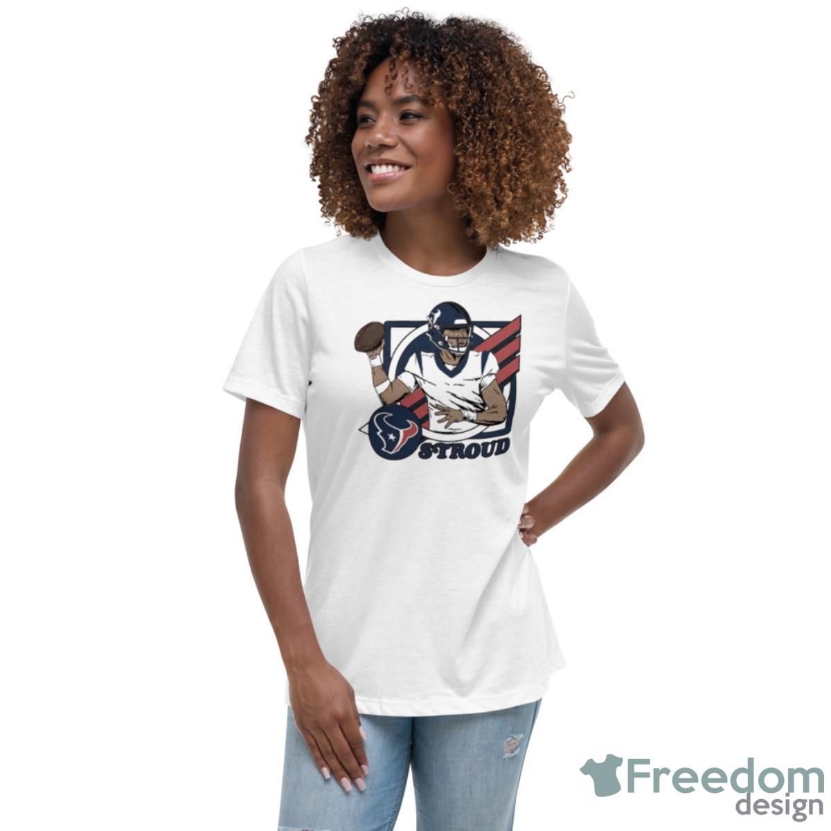 Houston Texans C.J. Stroud 2023 NFL Draft First Round Pick Caricature Shirt - Womens Relaxed Short Sleeve Jersey Tee Houston Texans C.J. Stroud 2023 NFL Draft First Round Pick Caricature Shirt - Womens Relaxed Short Sleeve Jersey Tee