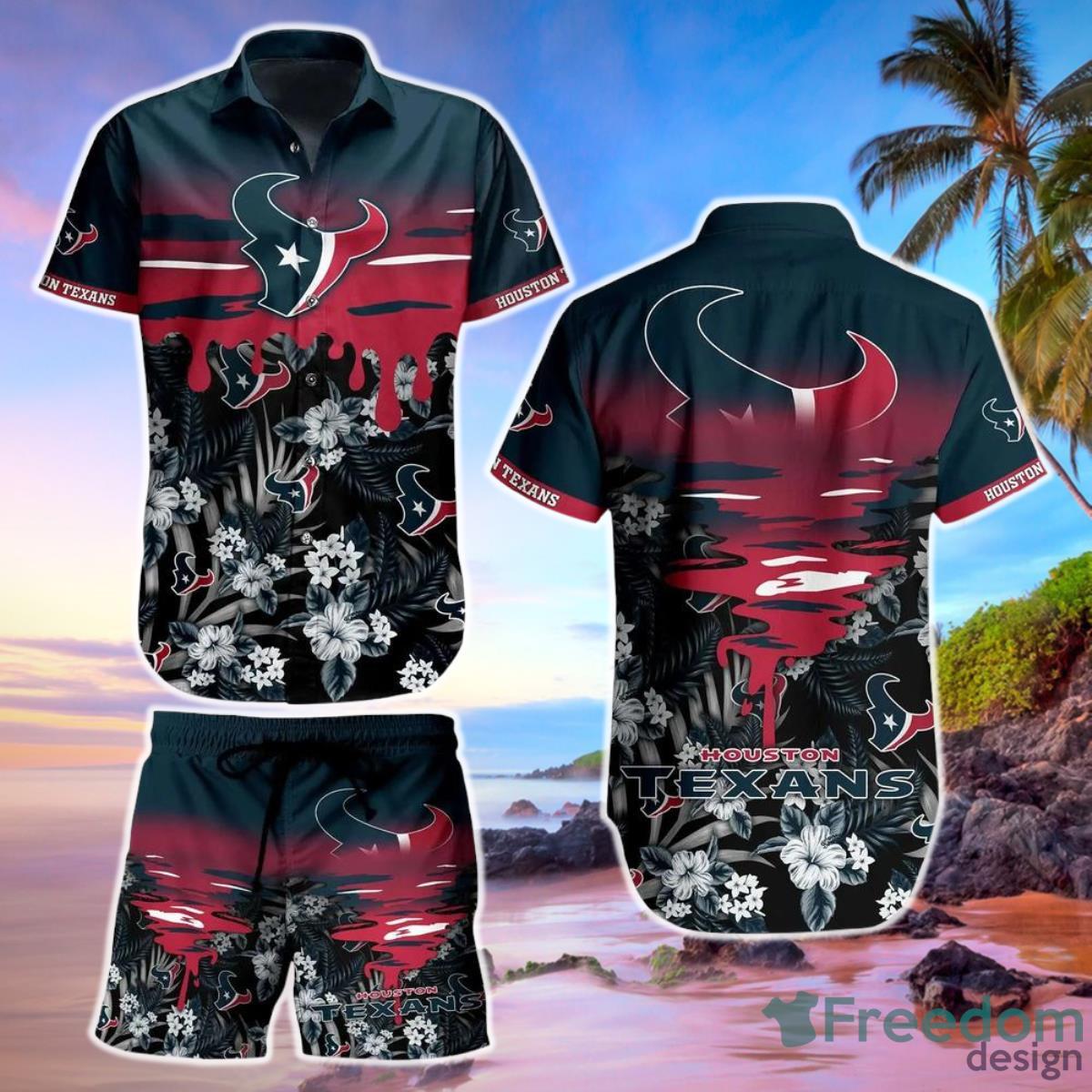 Houston Texans NFL Hawaiian Shirt And Short Tropical Pattern Beach Product Photo 1