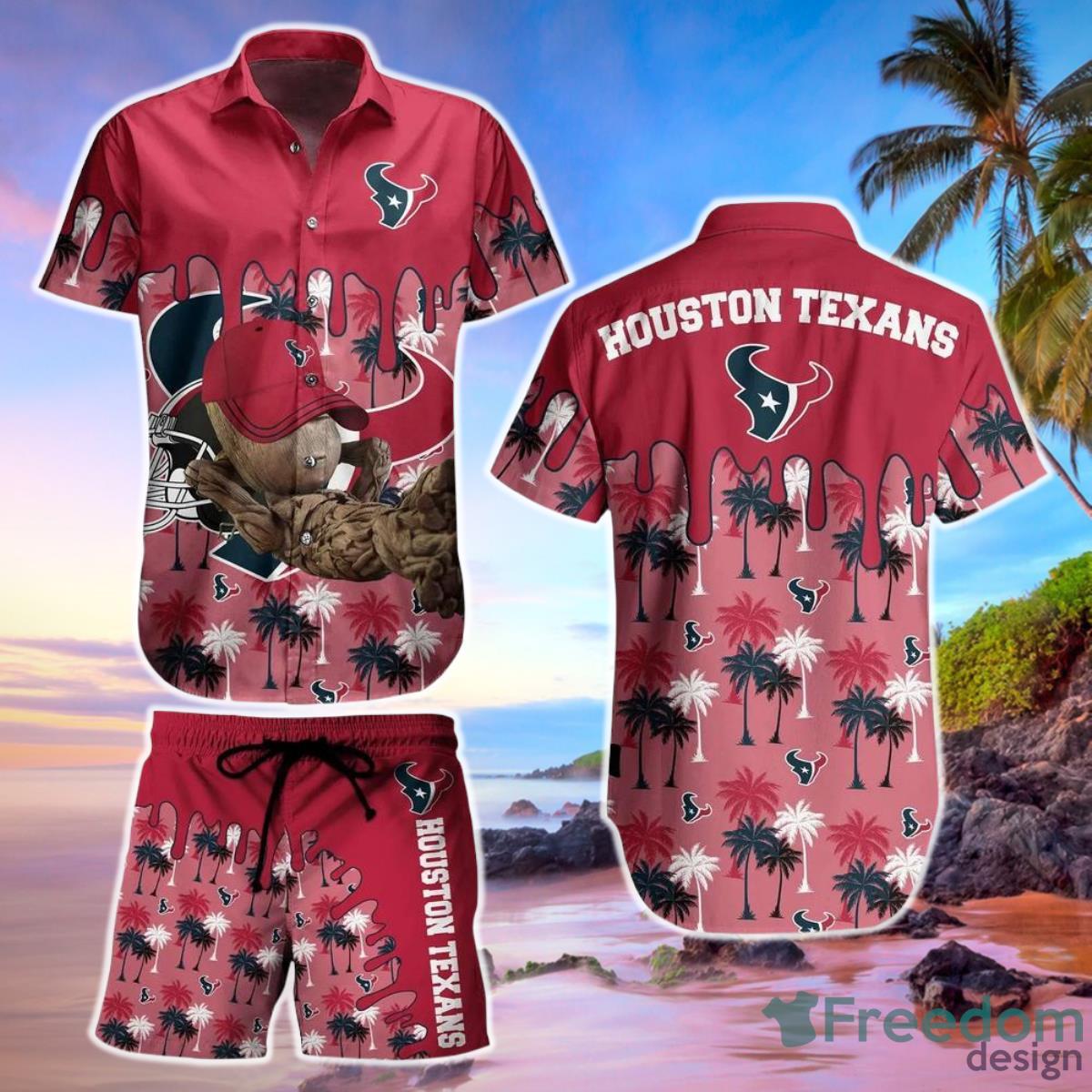 Houston Texans Football Up Hawaiian Shirt & Short