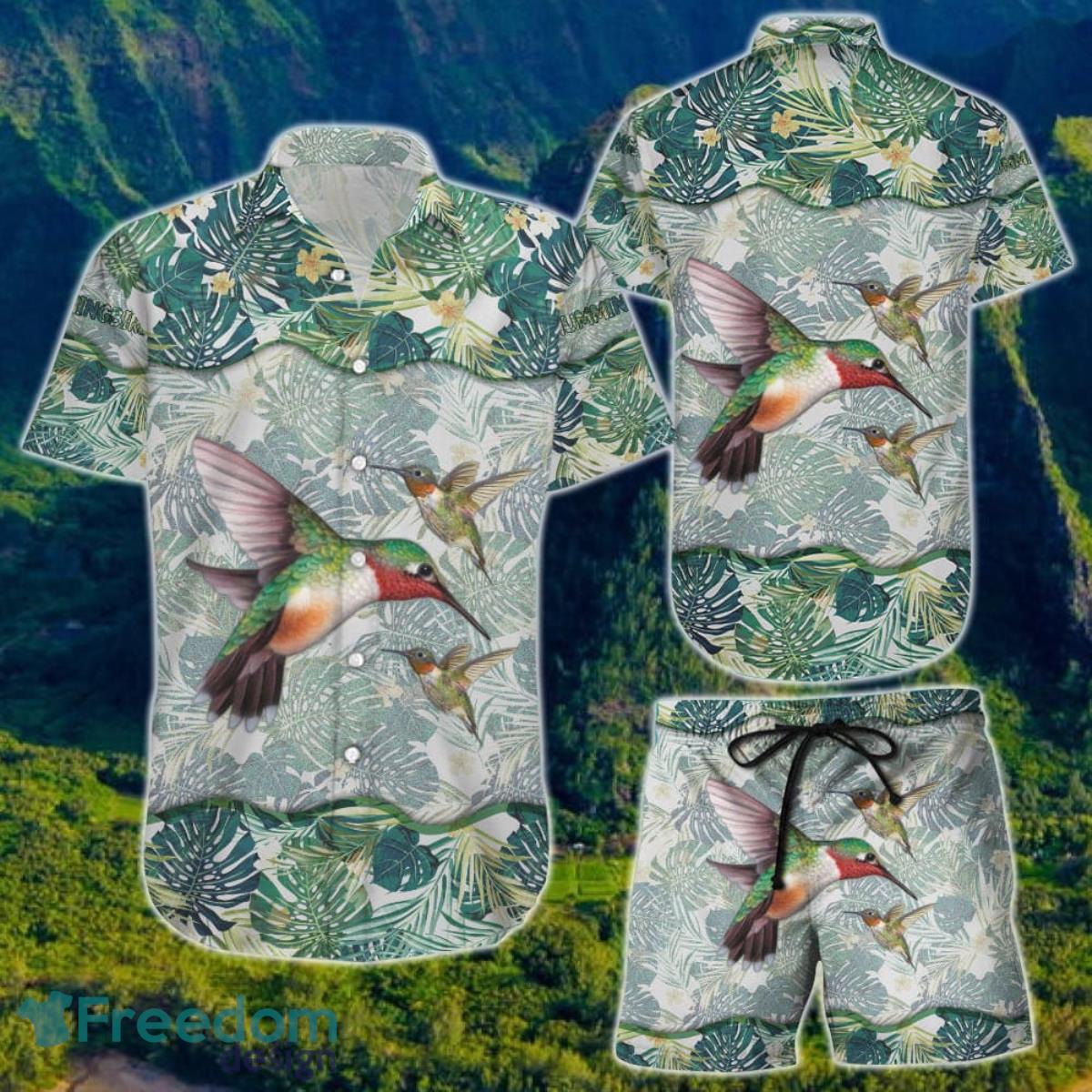 Hummingbird Hawaiian Shirt And Short For Men And Women Product Photo 1