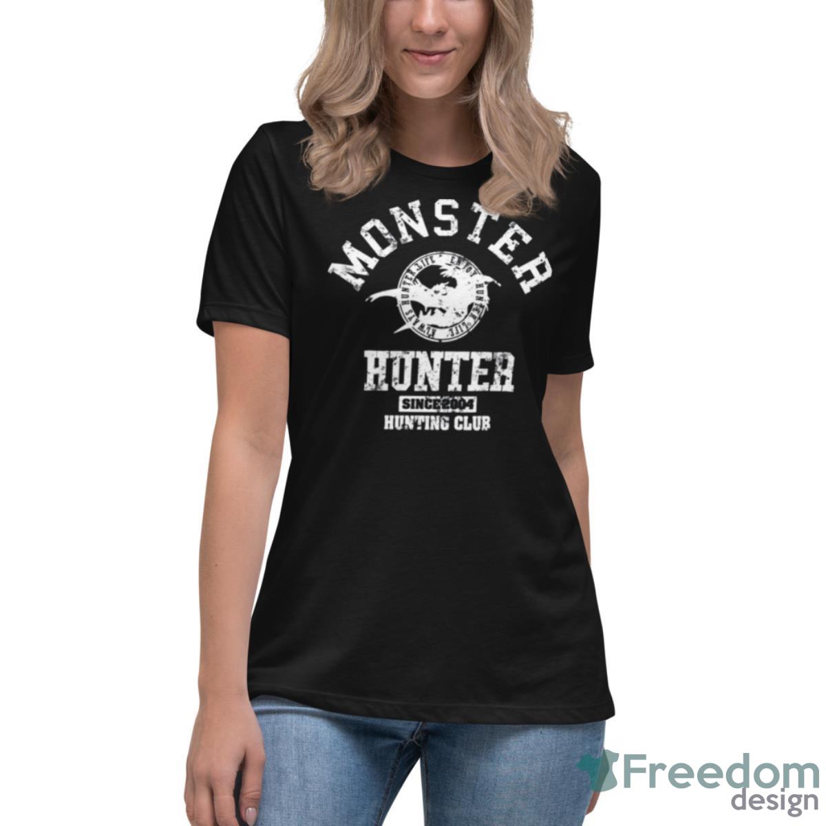 Hunting Club Monster Hunter Shirt - Womens Relaxed Short Sleeve Jersey Tee Hunting Club Monster Hunter Shirt - Womens Relaxed Short Sleeve Jersey Tee