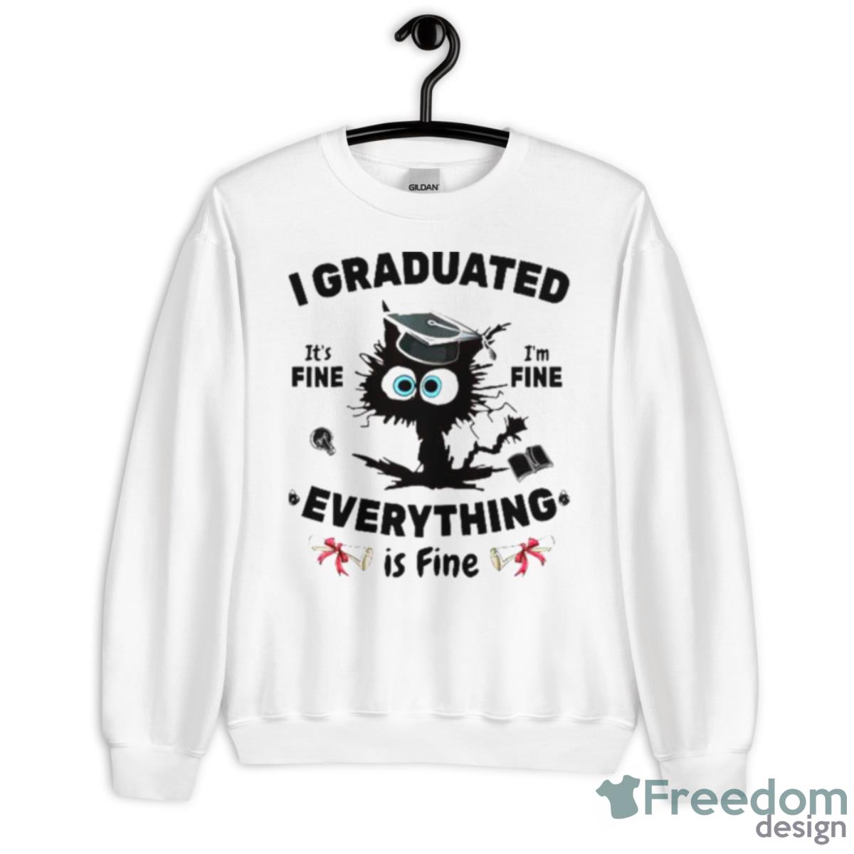 I Graduated Graduate Class 2023 Funny Black Cat Shirt - Unisex Heavy Blend Crewneck Sweatshirt