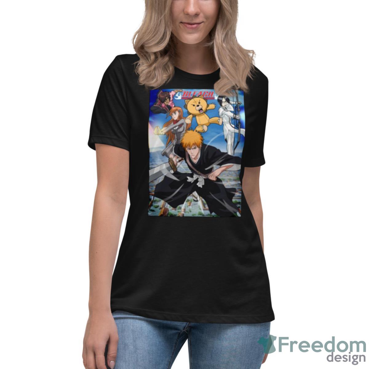 Ichigo And Friends Bleach Anime Shirt - Womens Relaxed Short Sleeve Jersey Tee Ichigo And Friends Bleach Anime Shirt - Womens Relaxed Short Sleeve Jersey Tee
