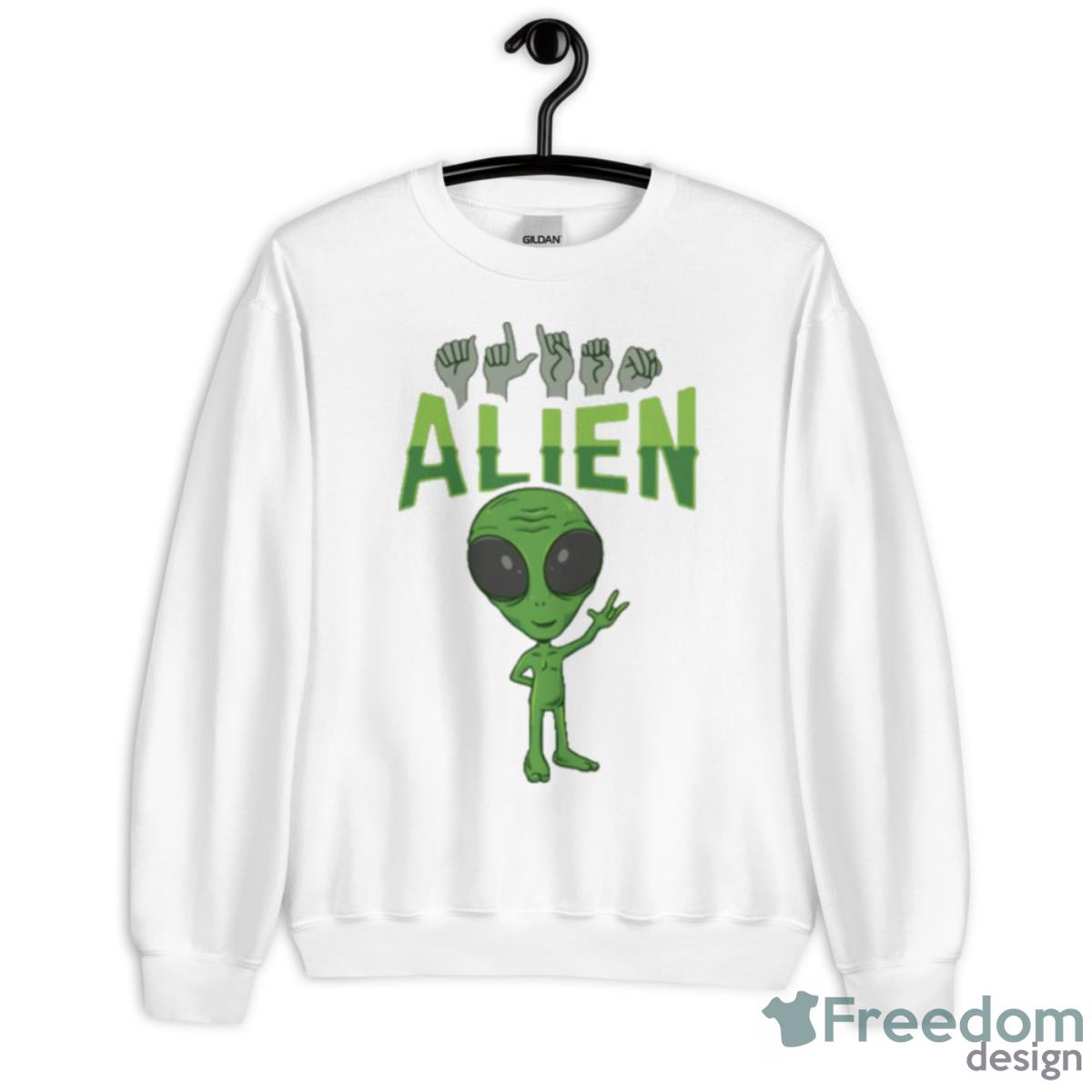 Ily Alien Asl Hand Gesture Deaf Hearing Loss Shirt - Unisex Heavy Blend Crewneck Sweatshirt