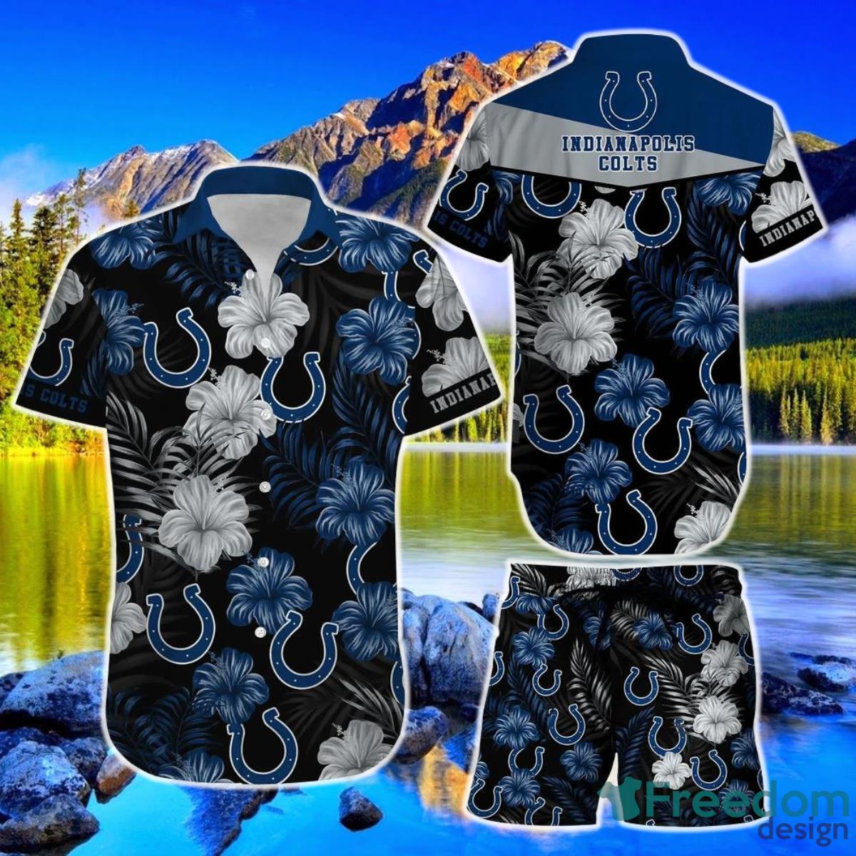 Indianapolis Colts NFL Football Hawaiian Shirt Short Summer With Flower Graphic Retro Sunset Hawaii Product Photo 1