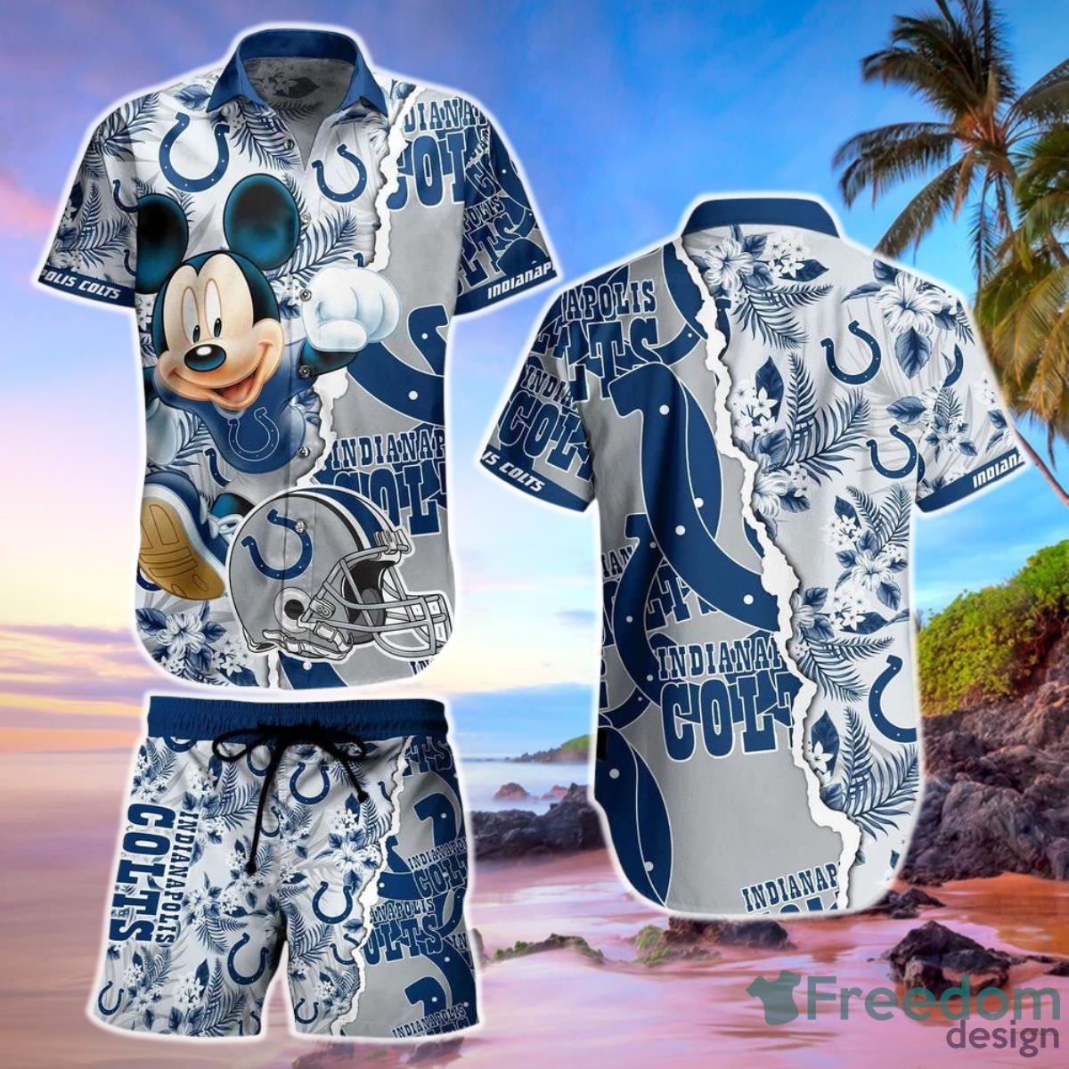 Indianapolis Colts NFL Hawaiian Shirt And Short Mickey Graphic Tropical 3D Printed Gift For Men Women Product Photo 1