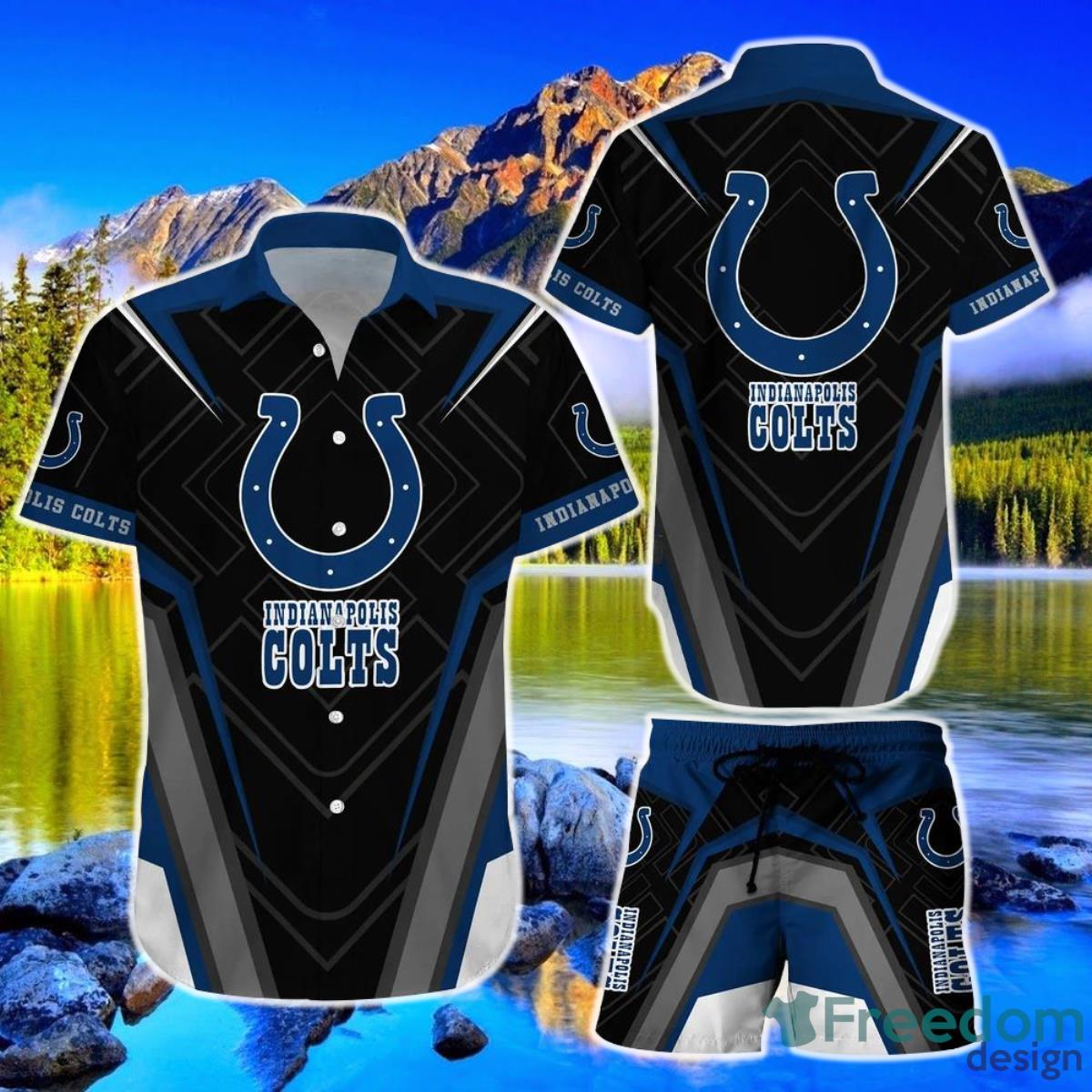 Indianapolis Colts NFL Hawaiian Shirt And Short New Summer Button Down Shirt Best Gift For Fans Product Photo 1