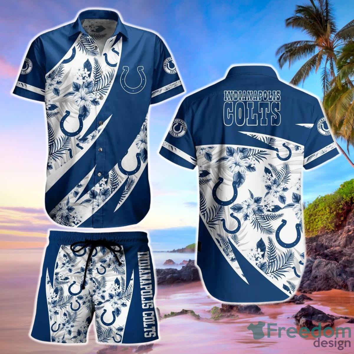 Indianapolis Colts NFL Hawaiian Shirt And Short Style Tropical Graphic Summer For Awesome Fans Product Photo 1