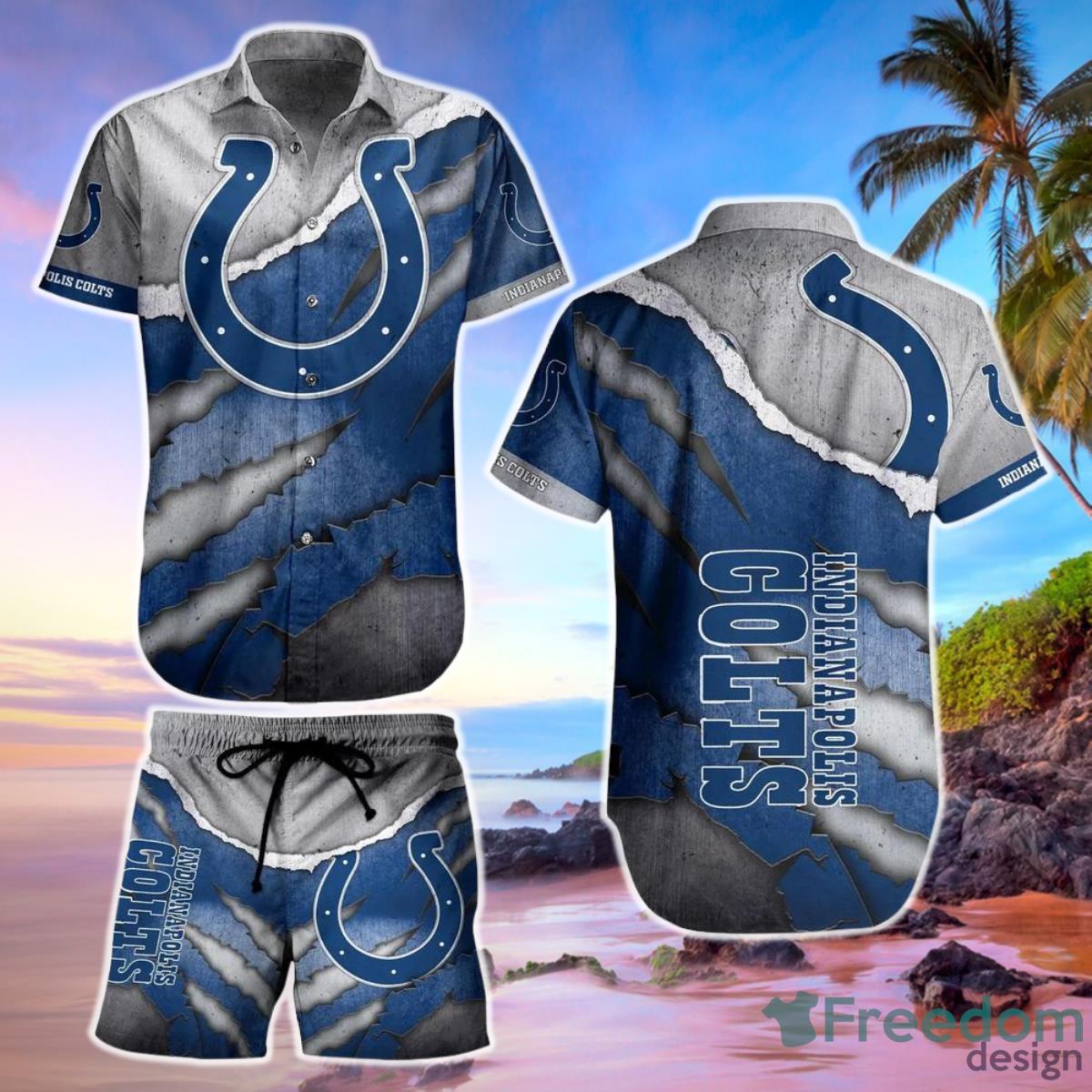 Indianapolis Colts NFL Hawaiian Shirt And Short Summer Vintage Beach Shirt For Your Loved Ones Product Photo 1