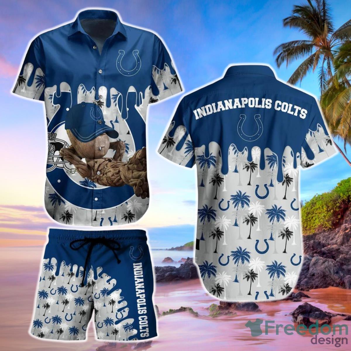 Indianapolis Colts NFL Hawaiian Short Shirt Groot Graphic New Summer Perfect Best Gift Ever Product Photo 1